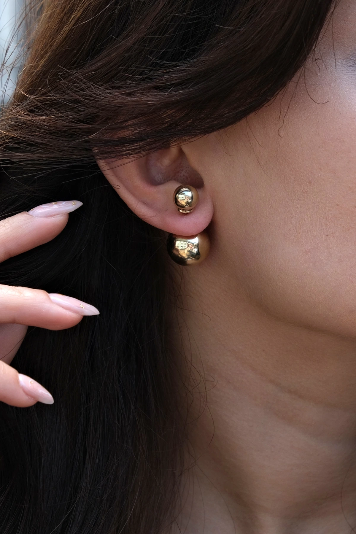 Asil 14 Ayar İki Yönlü Top Altın Küpe KP4881