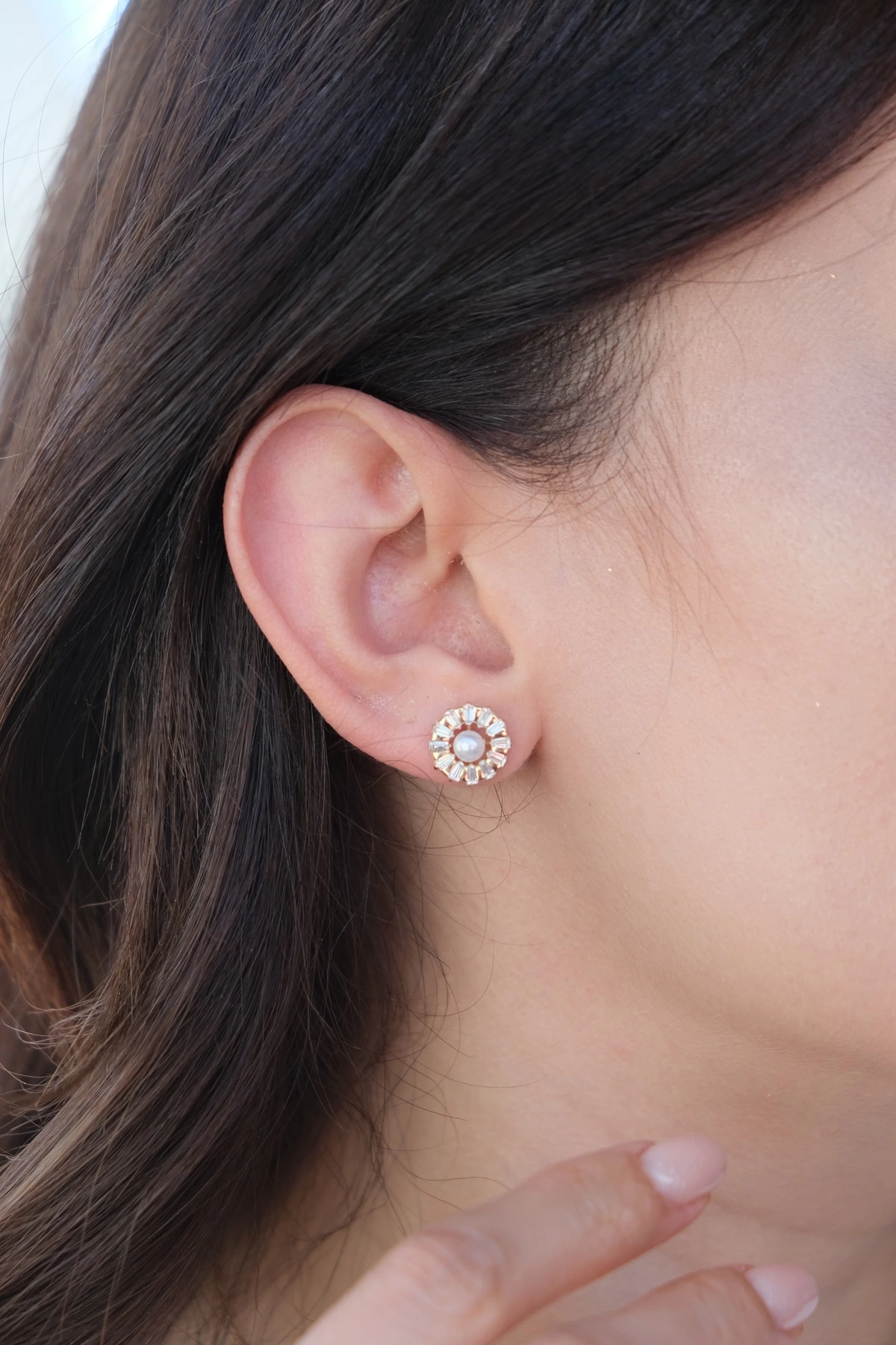 Asil 14 Ayar İncili Taş Detaylı Altın Küpe KP3187