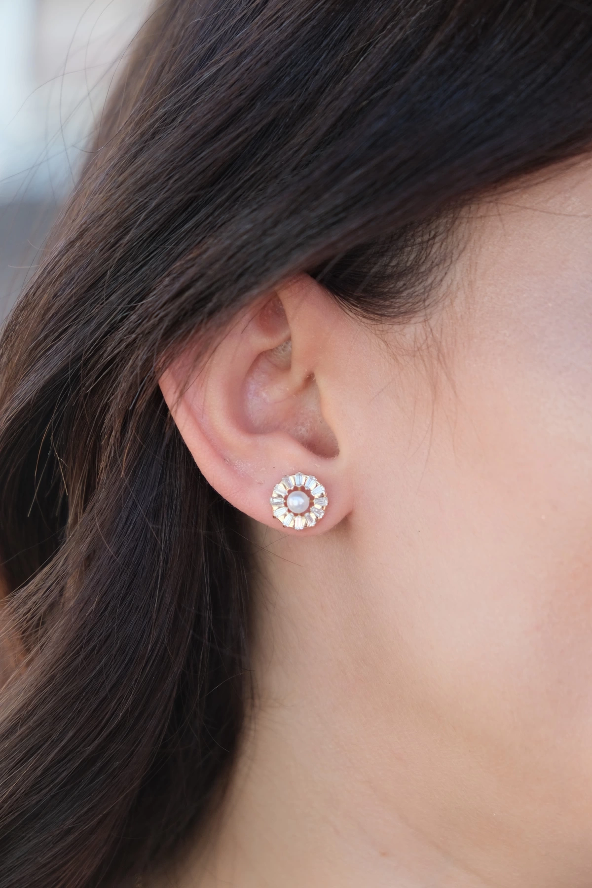 Asil 14 Ayar İncili Taş Detaylı Altın Küpe KP3187