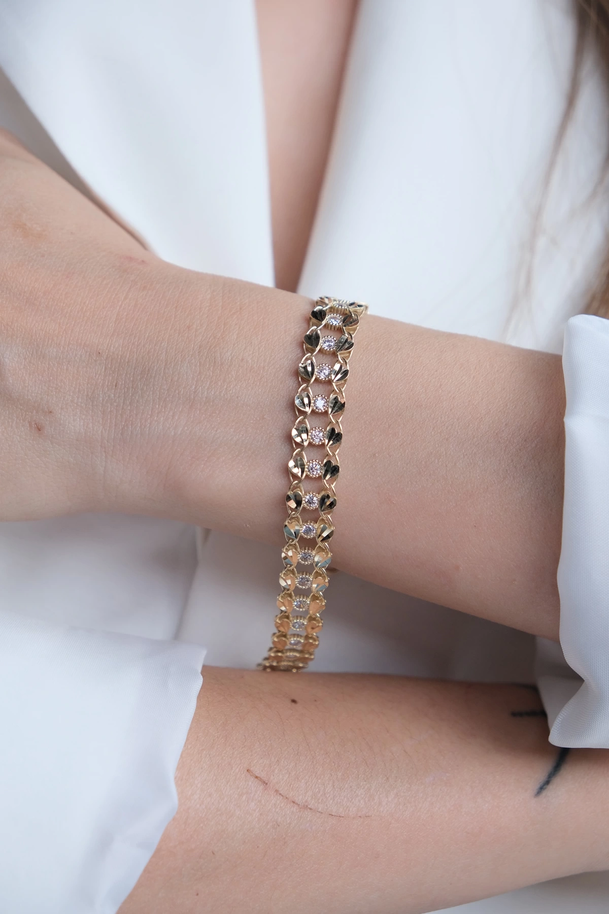 Asil 14 Ayar Kalemli Kalp Altın Bileklik BLK5413