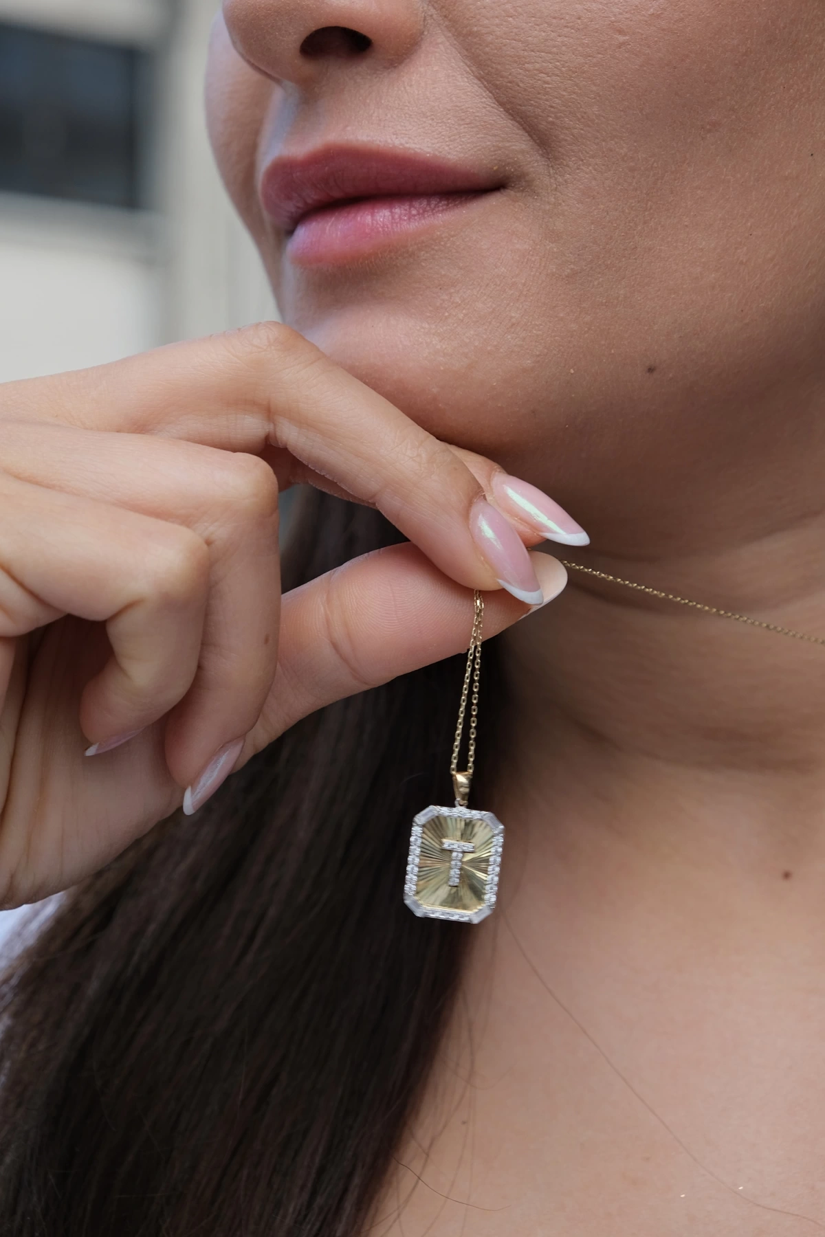 Asil 14 Ayar Kalemli T Harfi Altın Kolye Ucu KLU1273