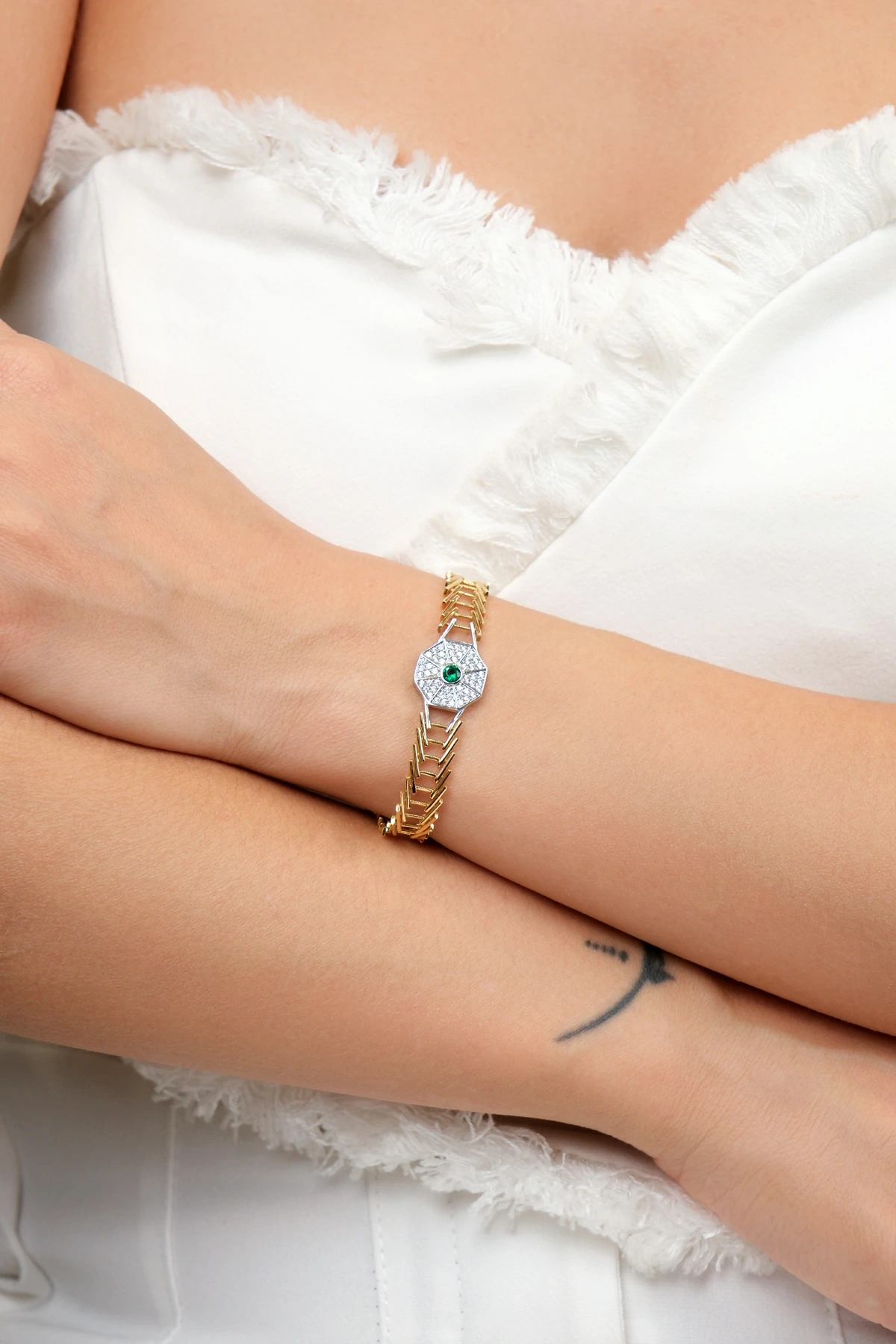 Asil 14 Ayar Kılçık Model Taşlı Altın Bileklik BLK3152