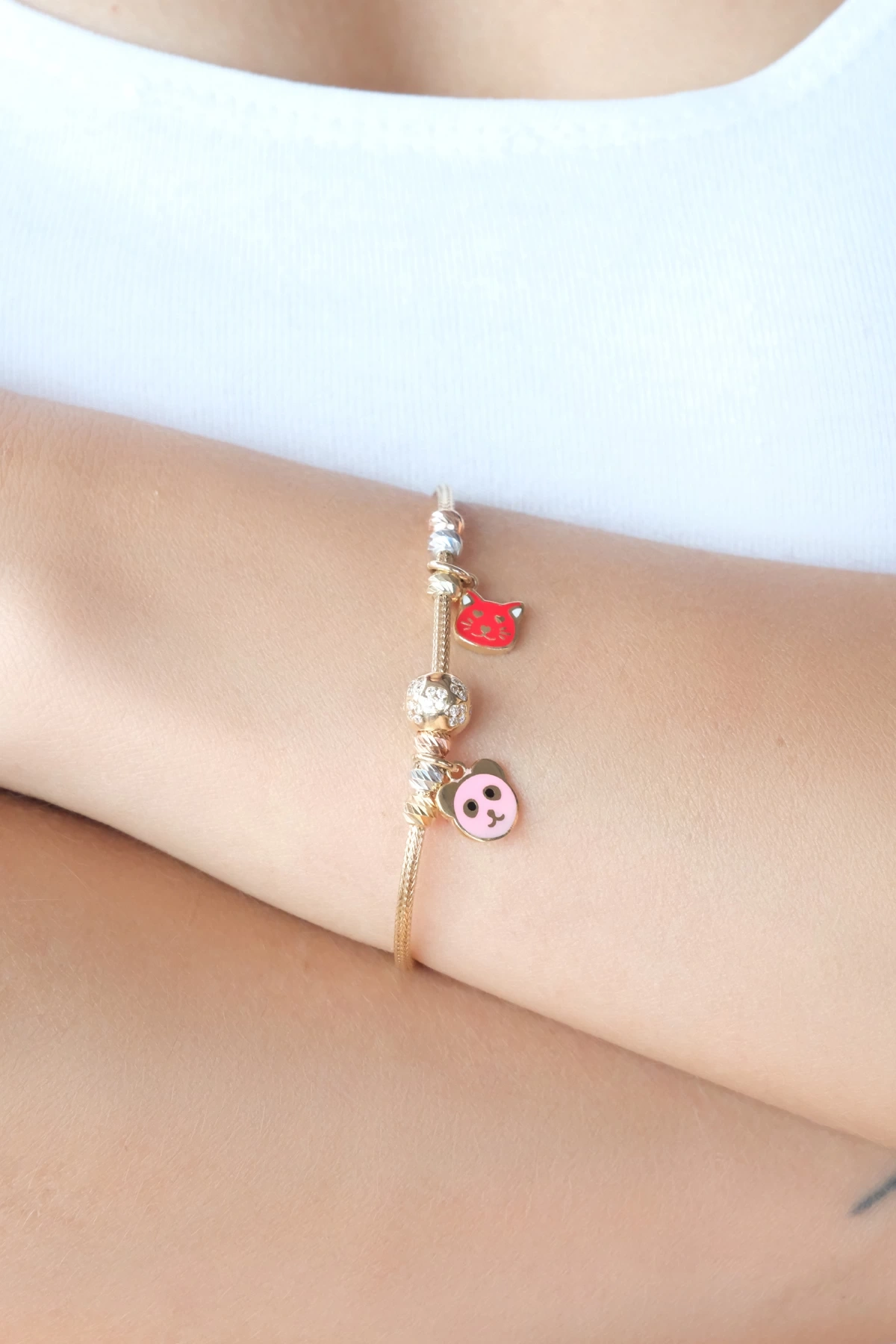 Asil 14 Ayar Kitty Kız Çocuk Altın Bileklik BLK5489