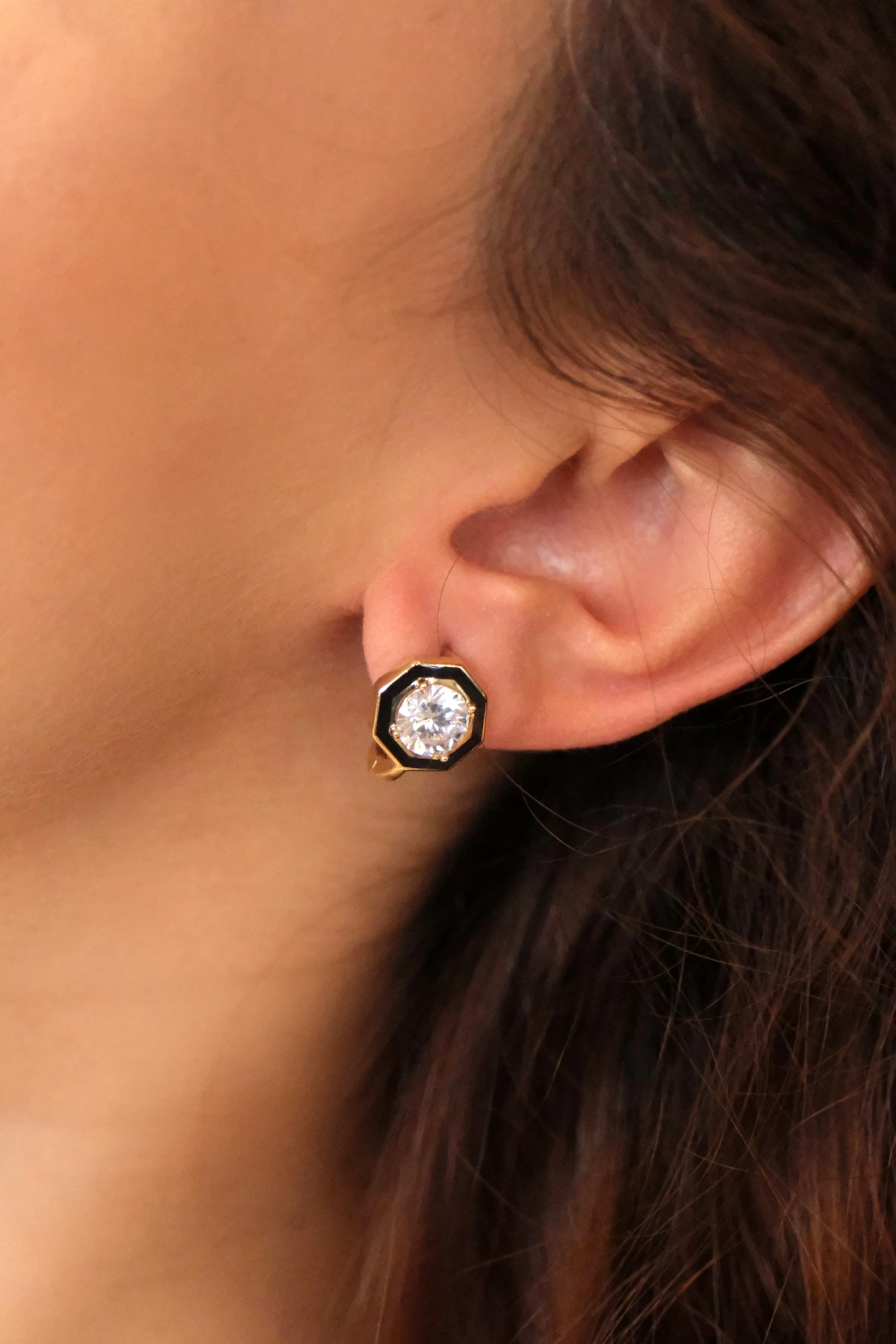 Asil 14 Ayar Mine Taşlı Altın Küpe KP5152