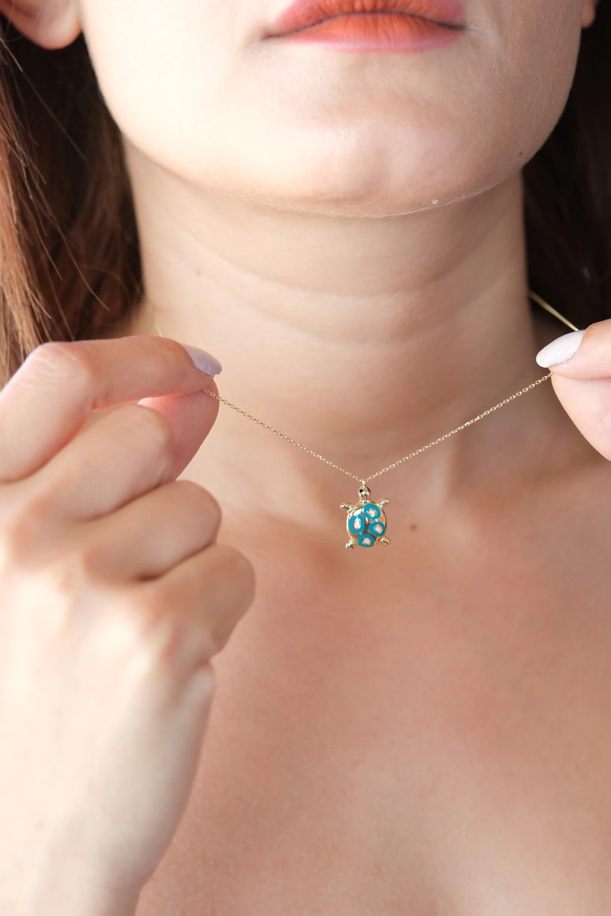 Asil 14 Ayar Mineli Kaplumbağa Altın Kolye KLY3742