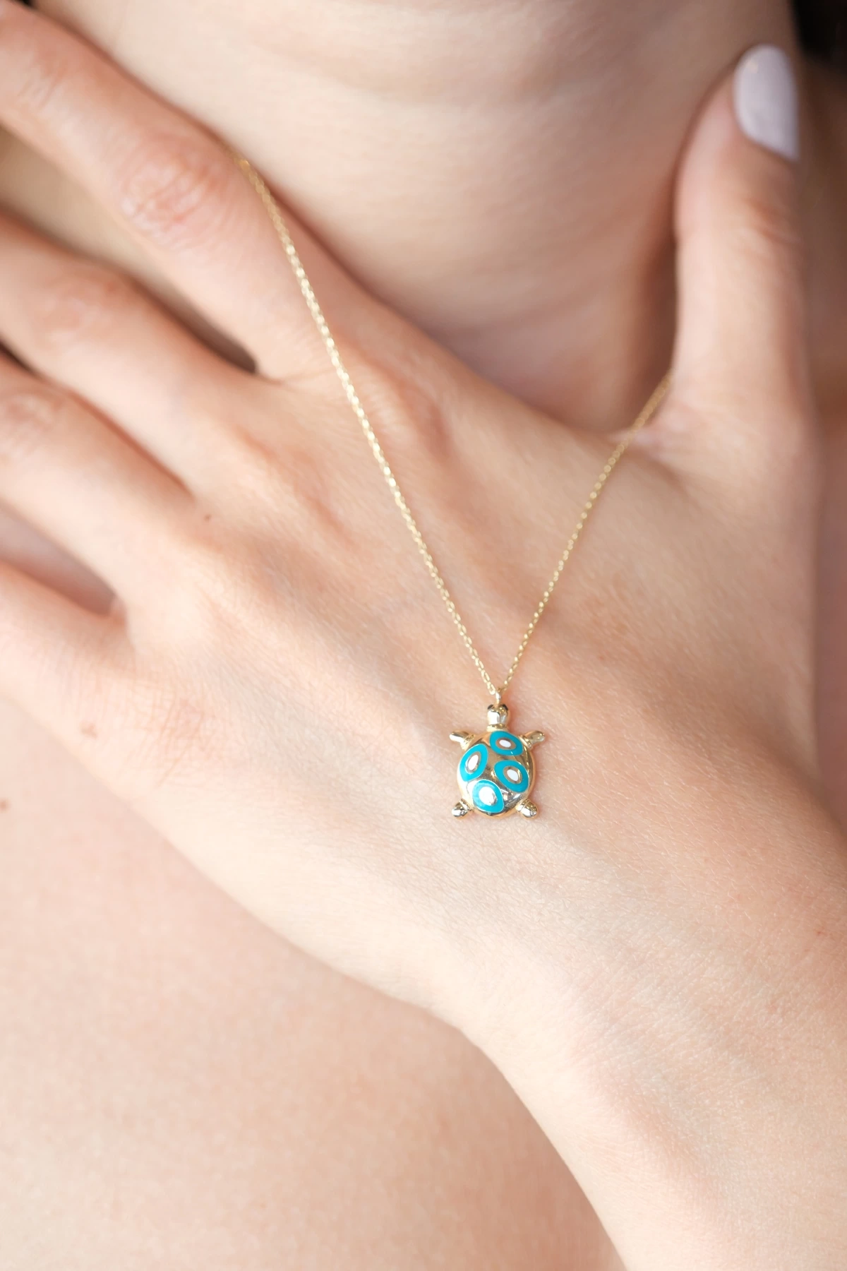 Asil 14 Ayar Mineli Kaplumbağa Altın Kolye KLY3742