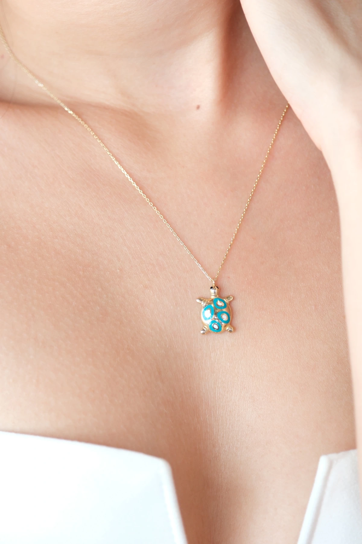 Asil 14 Ayar Mineli Kaplumbağa Altın Kolye KLY3742