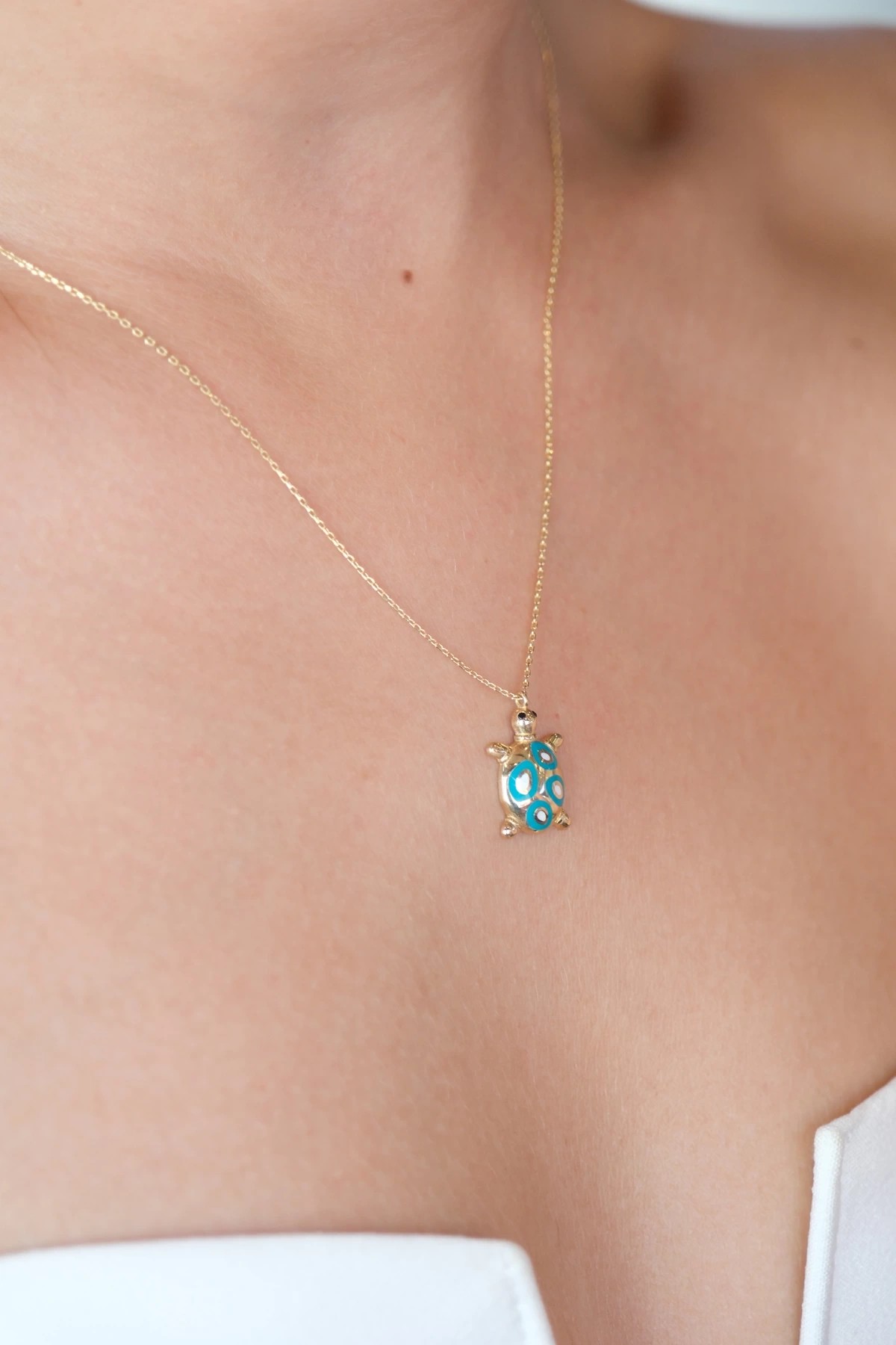 Asil 14 Ayar Mineli Kaplumbağa Altın Kolye KLY3742