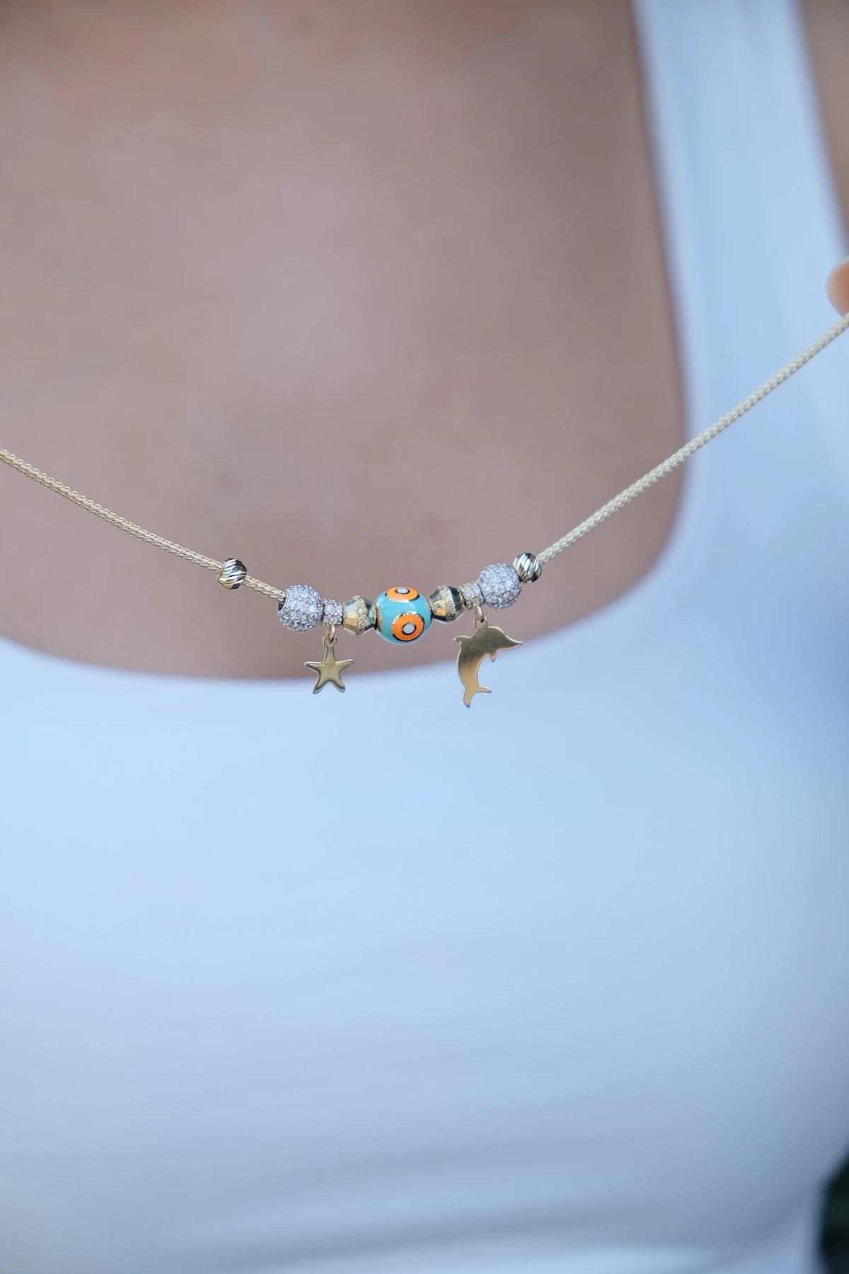 Asil 14 Ayar Mineli Yunus Balığı Figürlü Altın Bileklik BLK5542