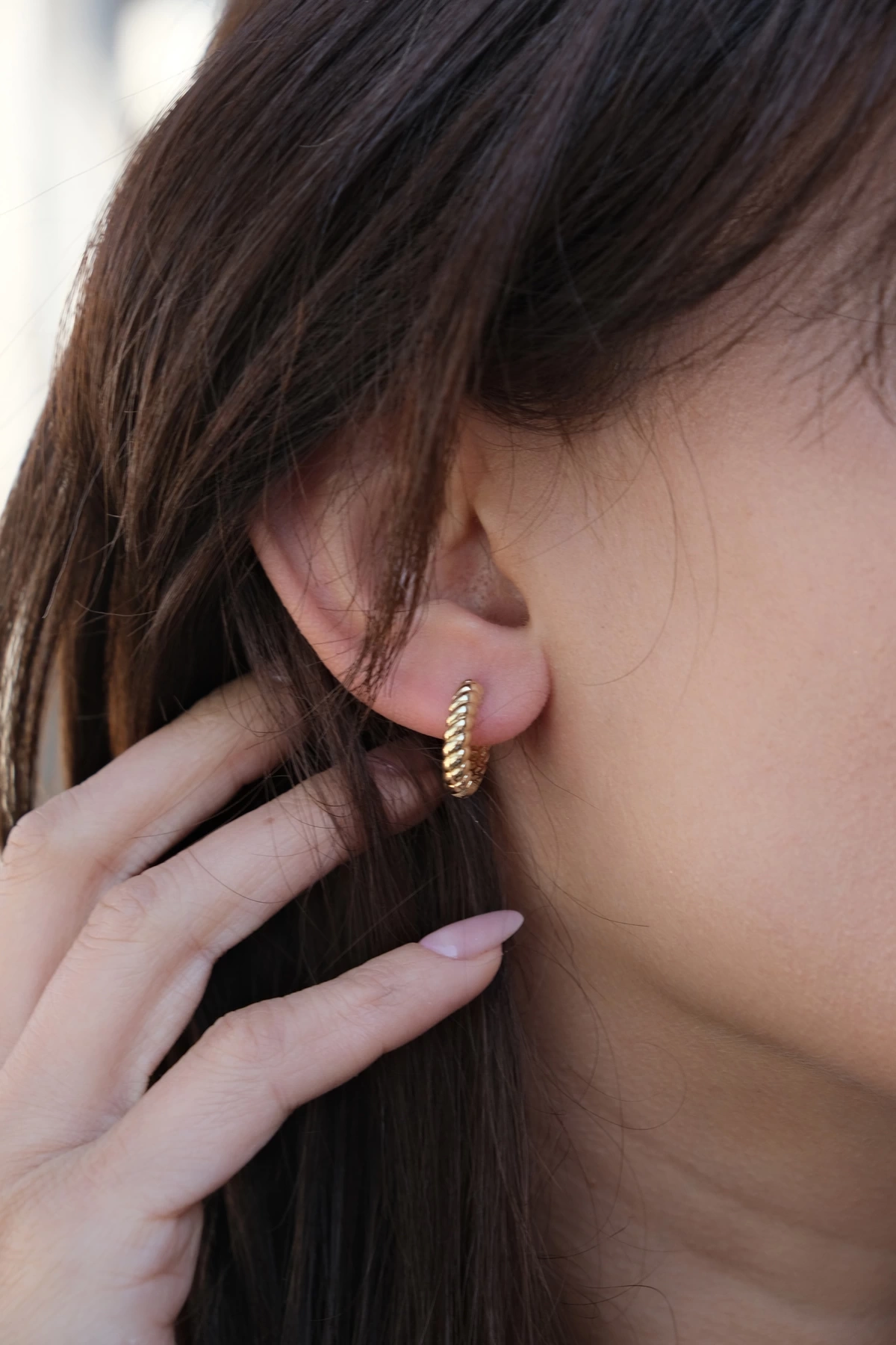 Asil 14 Ayar Mini Burgu Halka Altın Küpe KP4889