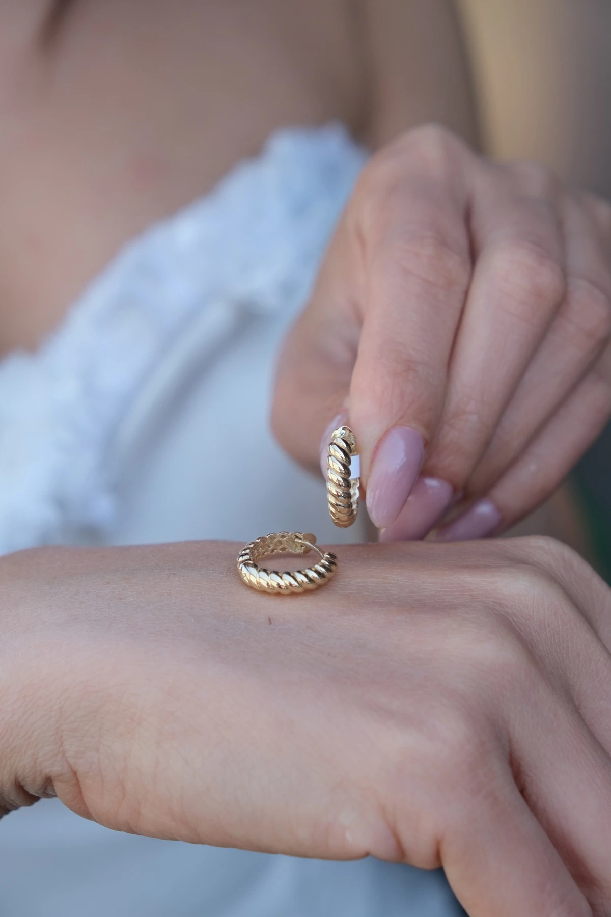 Asil 14 Ayar Mini Burgu Halka Altın Küpe KP4889