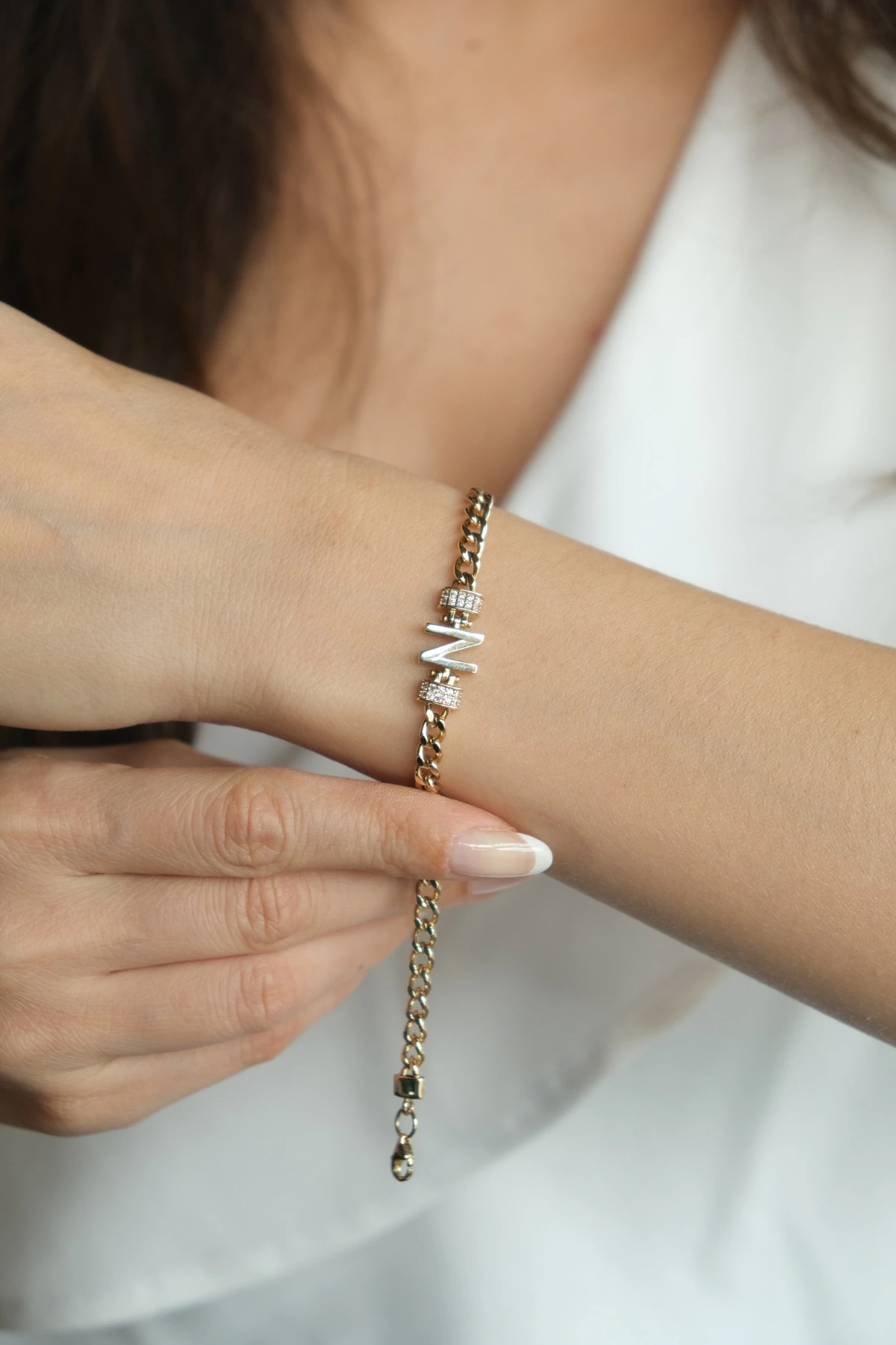 Asil 14 Ayar N Harfi Altın Bileklik BLK4107