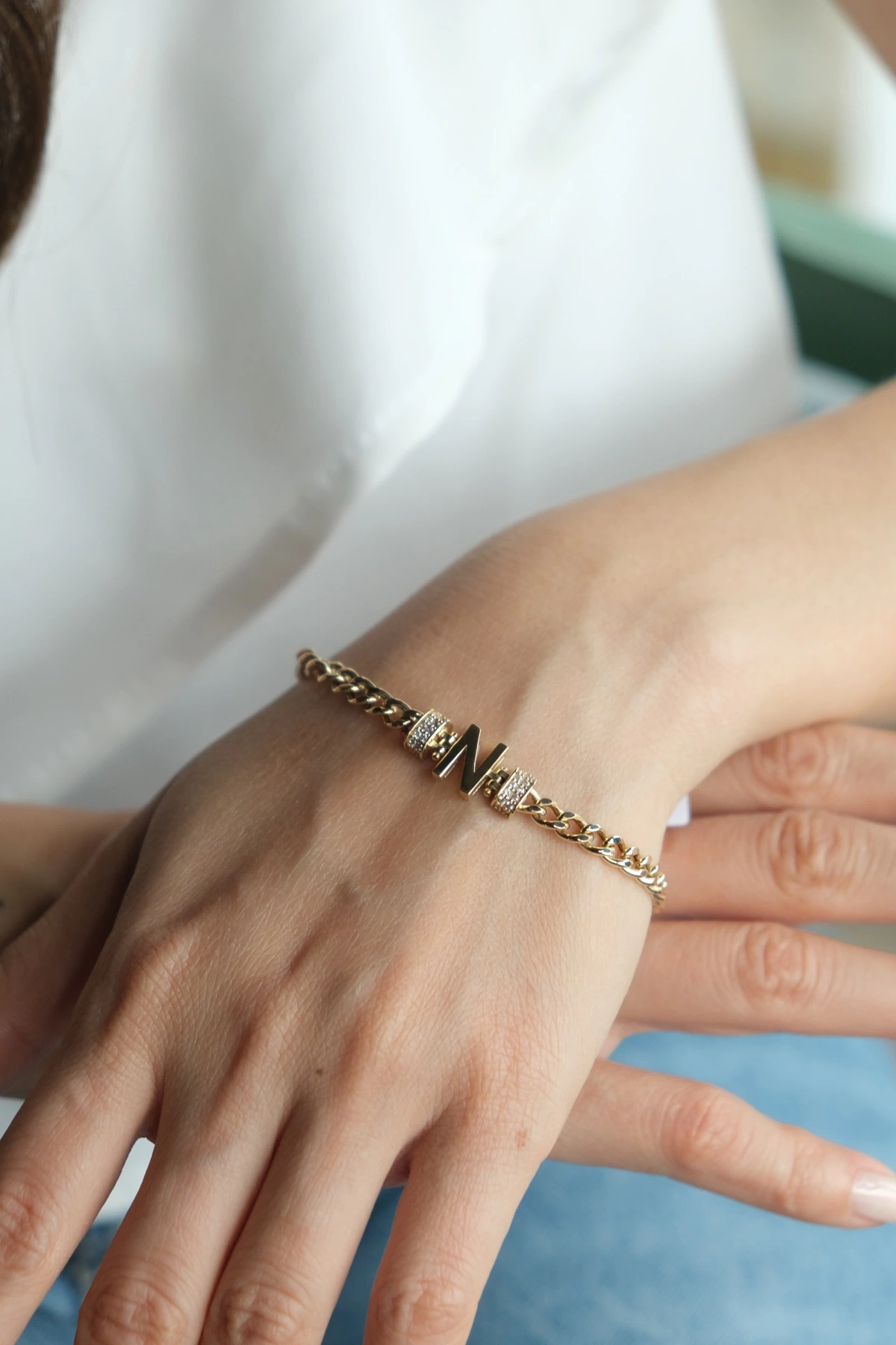 Asil 14 Ayar N Harfi Altın Bileklik BLK4107