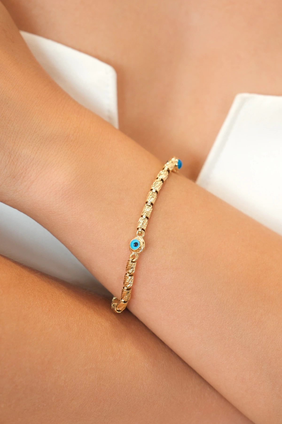 Asil 14 Ayar Nazar Boncuklu Altın Bileklik BLK4590