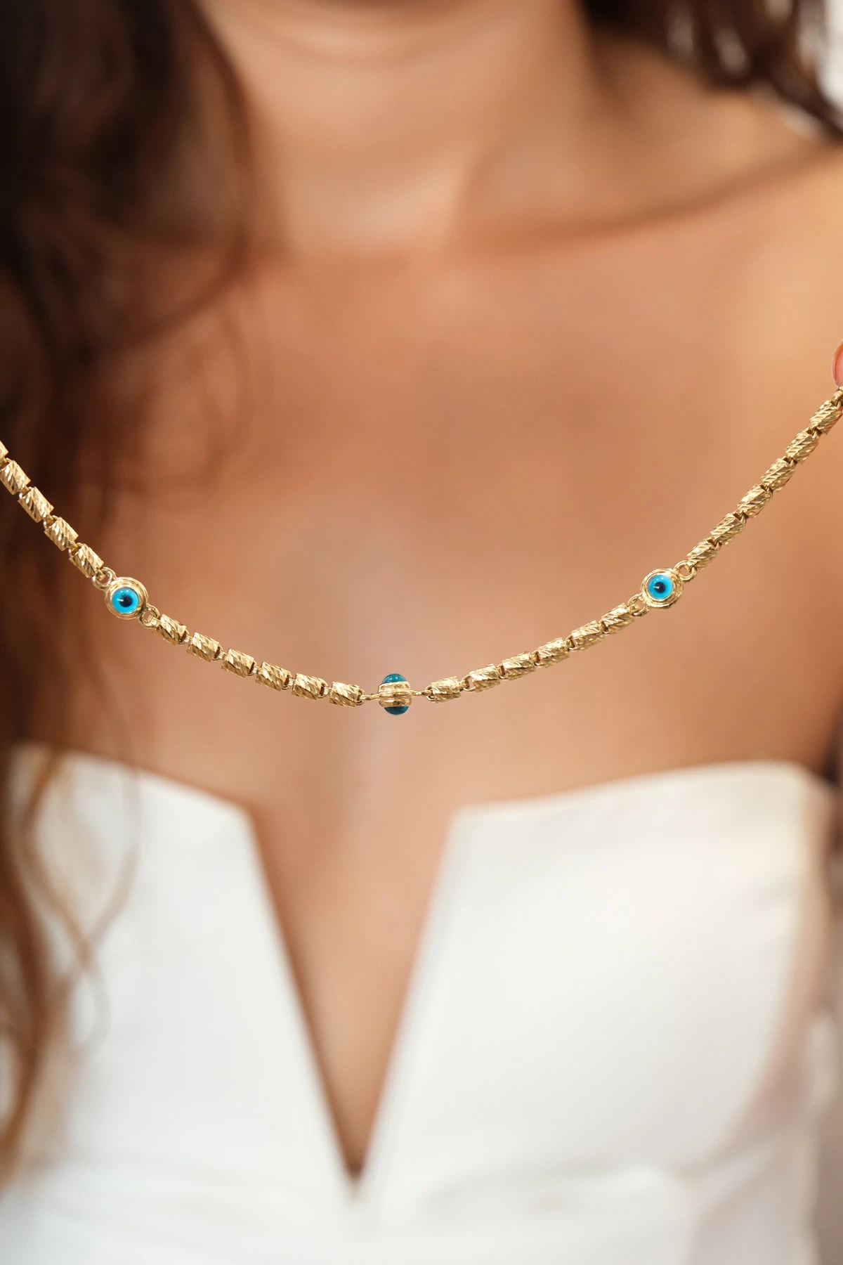 Asil 14 Ayar Nazar Boncuklu Altın Bileklik BLK4590