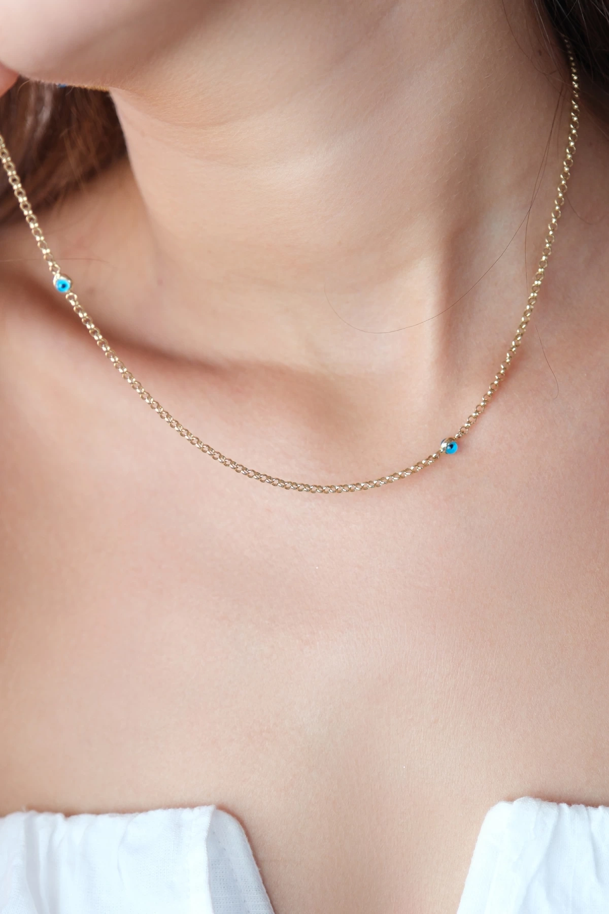 Asil 14 Ayar Nazar Boncuklu Altın Kolye ZNC1290