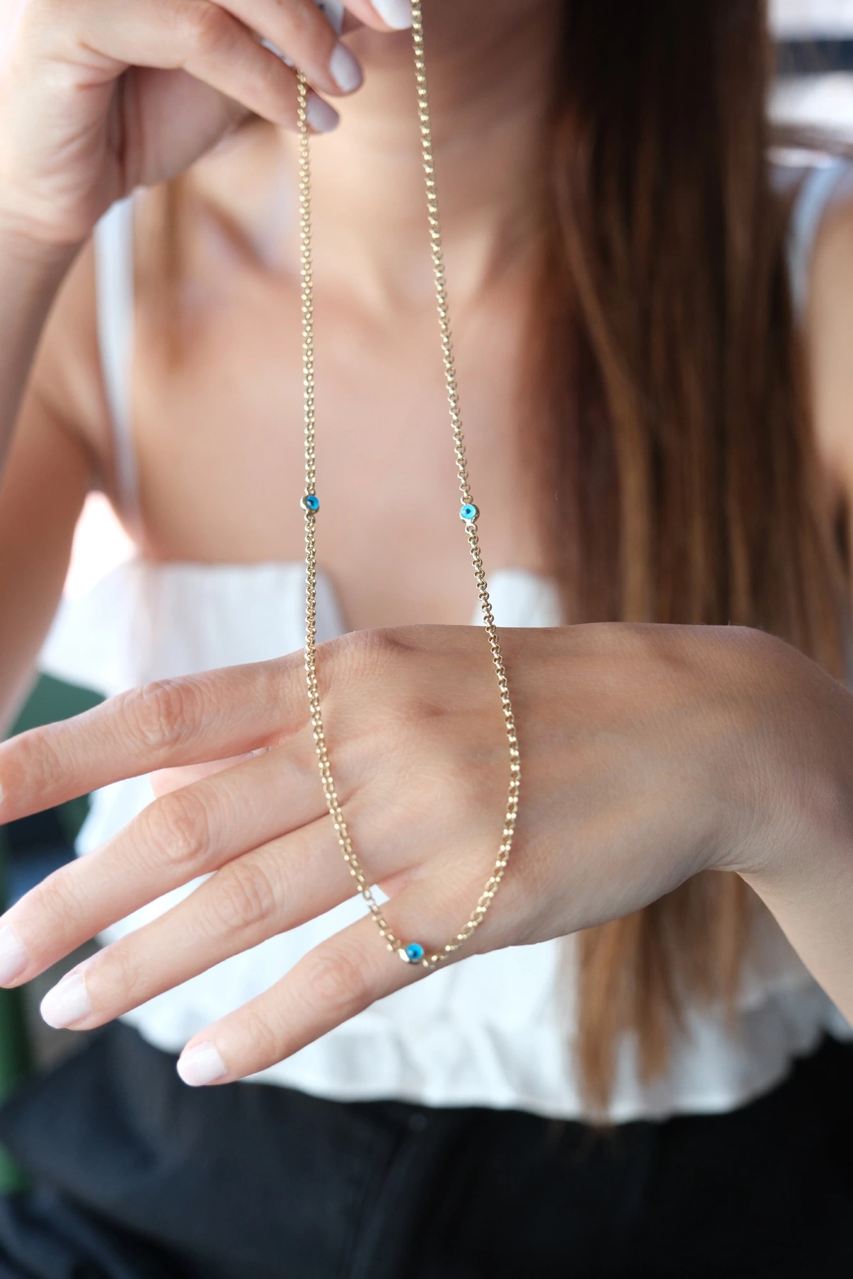 Asil 14 Ayar Nazar Boncuklu Altın Kolye ZNC1290