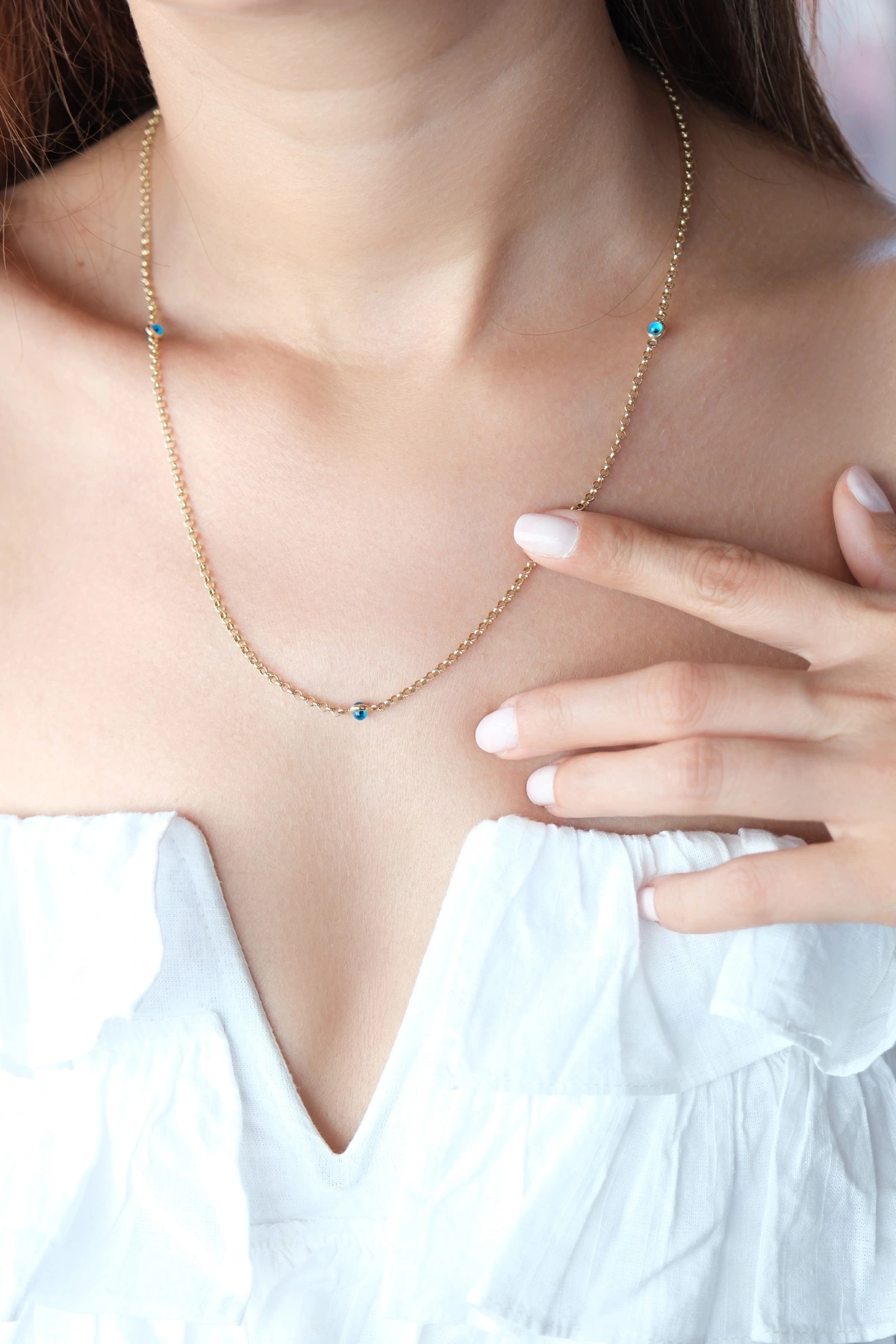 Asil 14 Ayar Nazar Boncuklu Altın Kolye ZNC1290