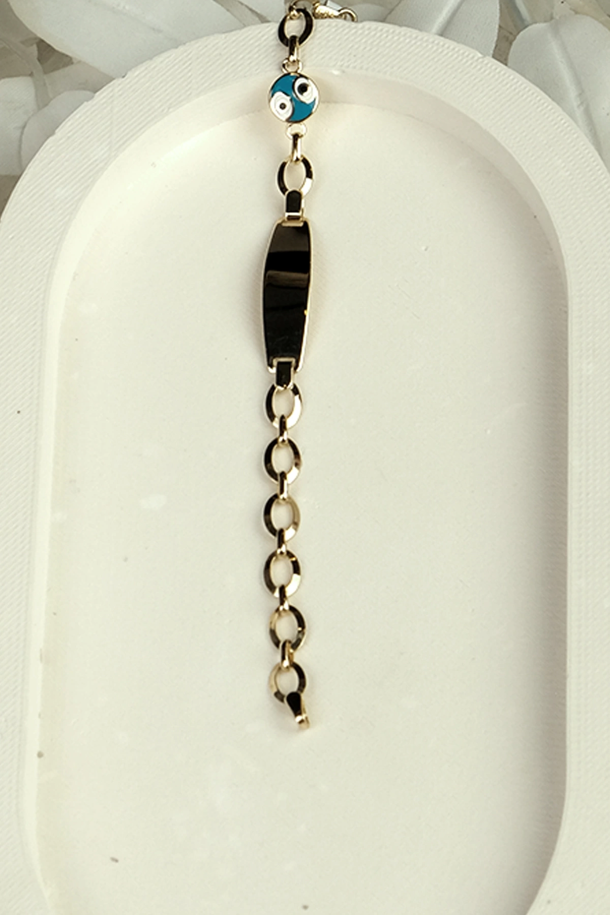 Asil 14 Ayar Nazar Mineli Çocuk Altın Bileklik BLK2131