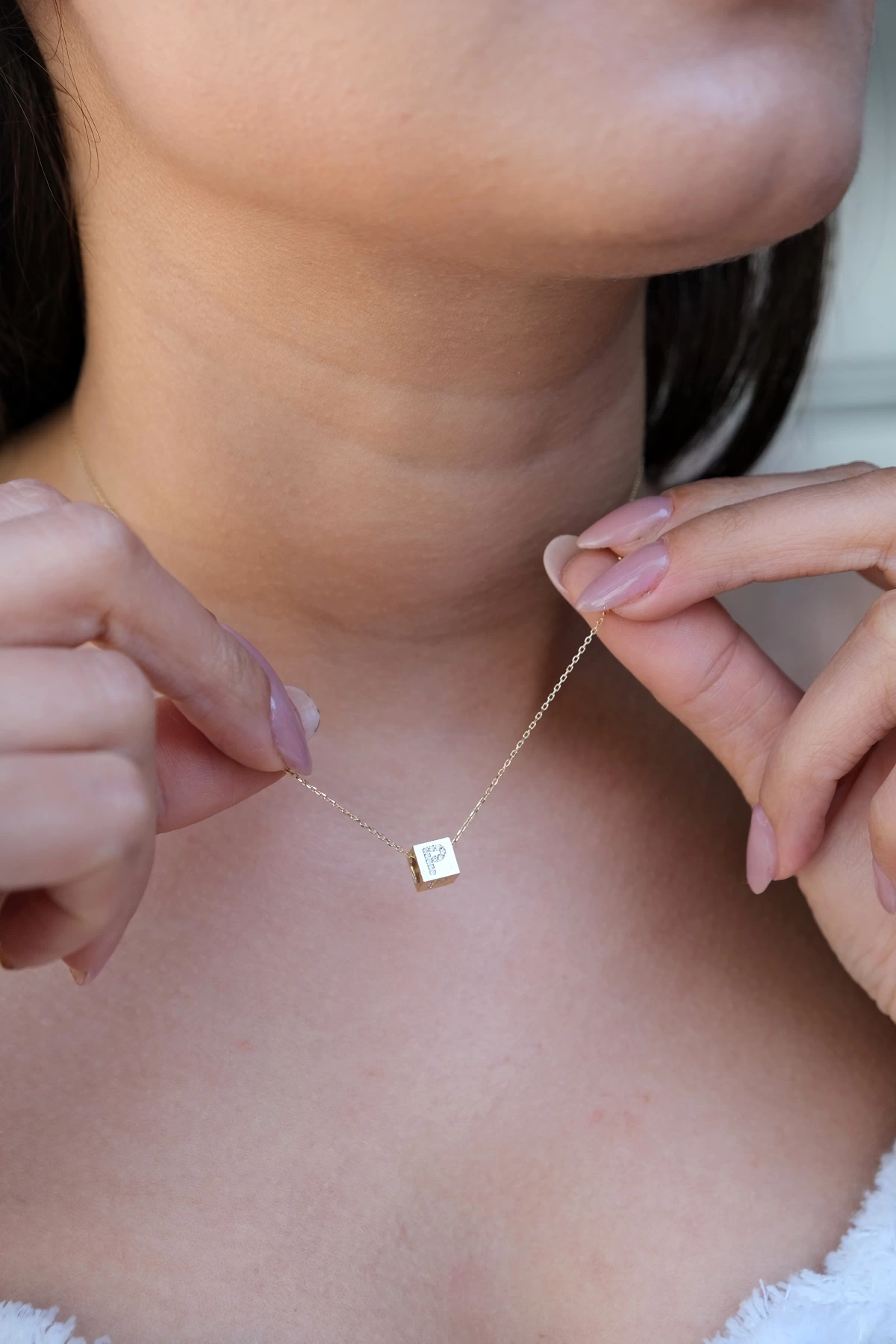 Asil 14 Ayar P Harfli Küp Altın Kolye Kly3786