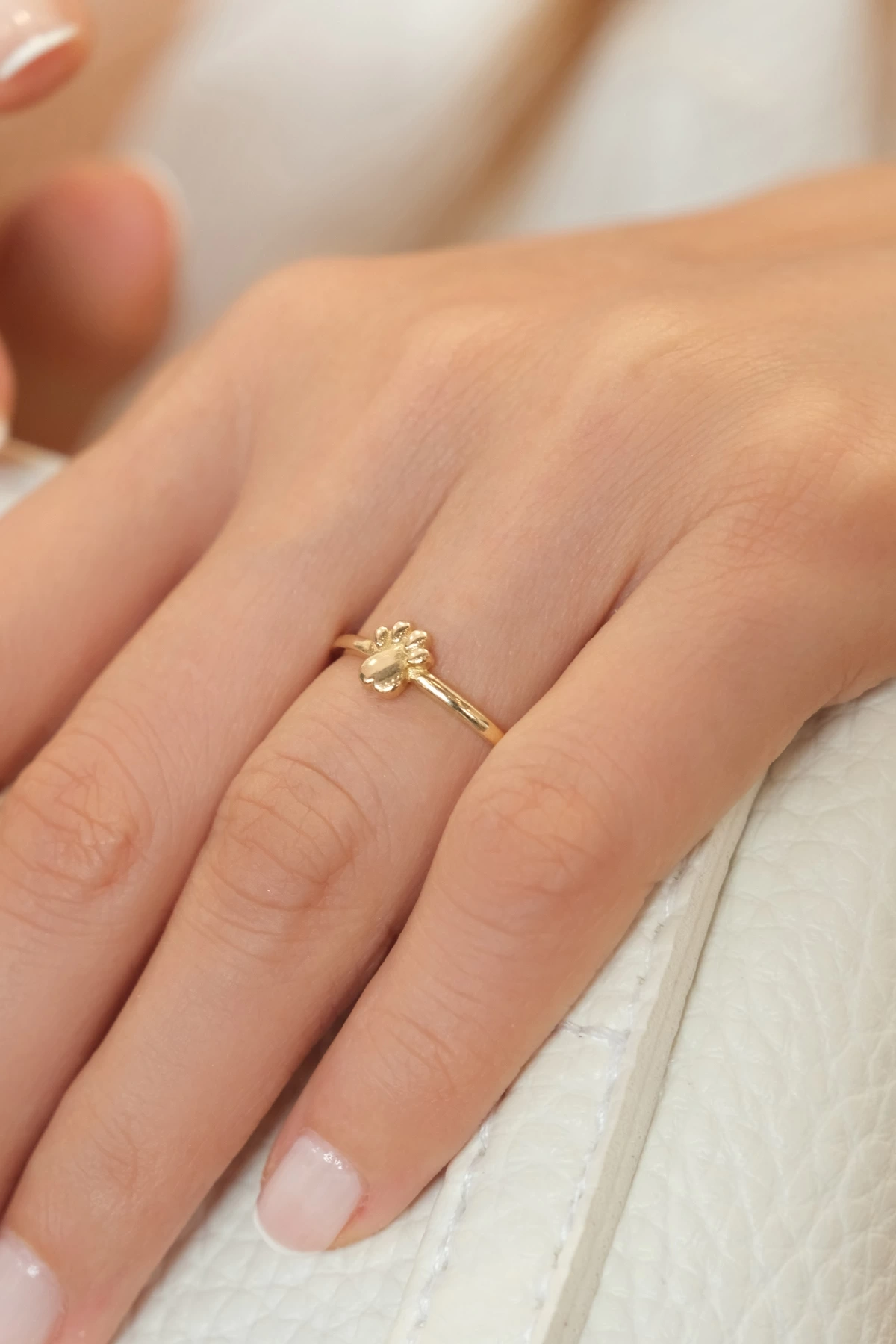 Asil 14 Ayar Pati Dostu Altın Yüzük YZK3404