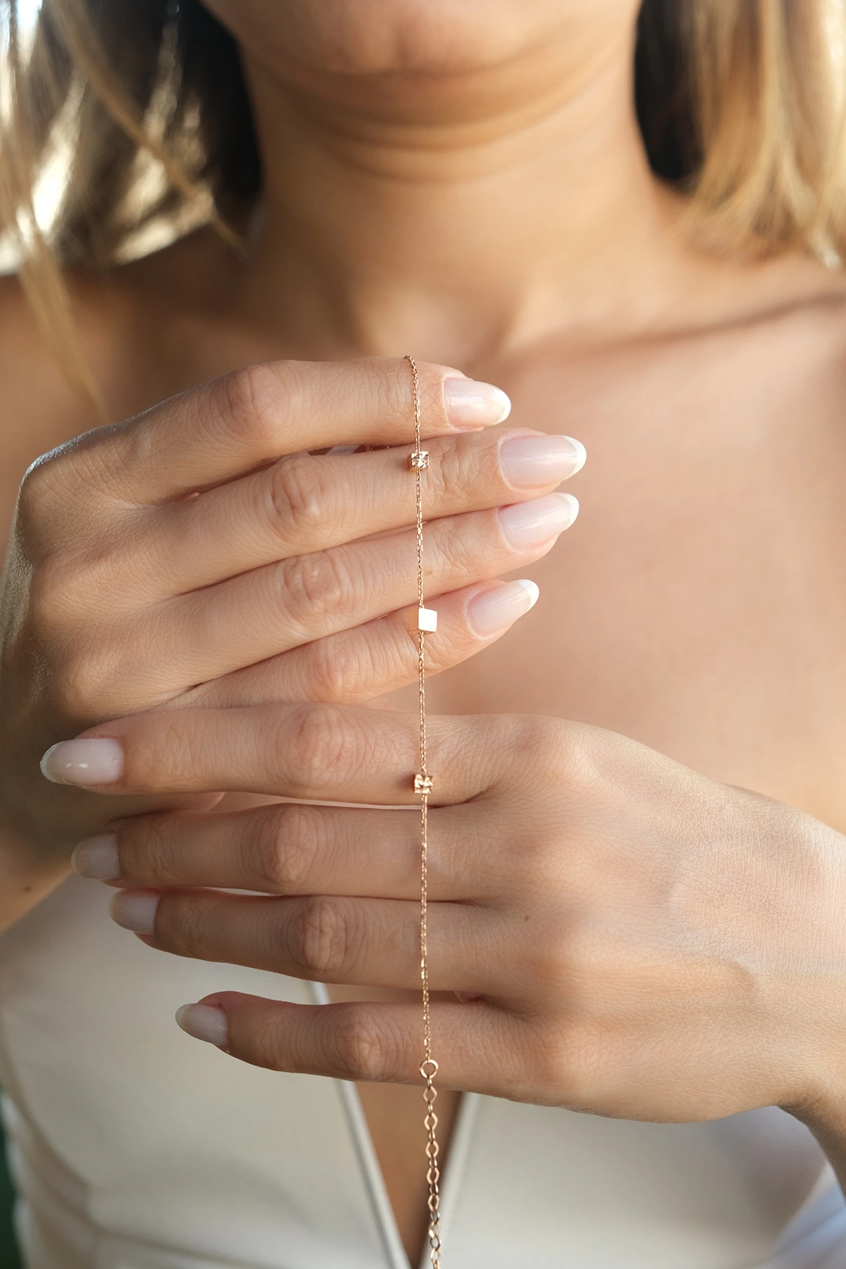 Asil 14 Ayar Renkli Küplü Rose Altın Bileklik BLK1505