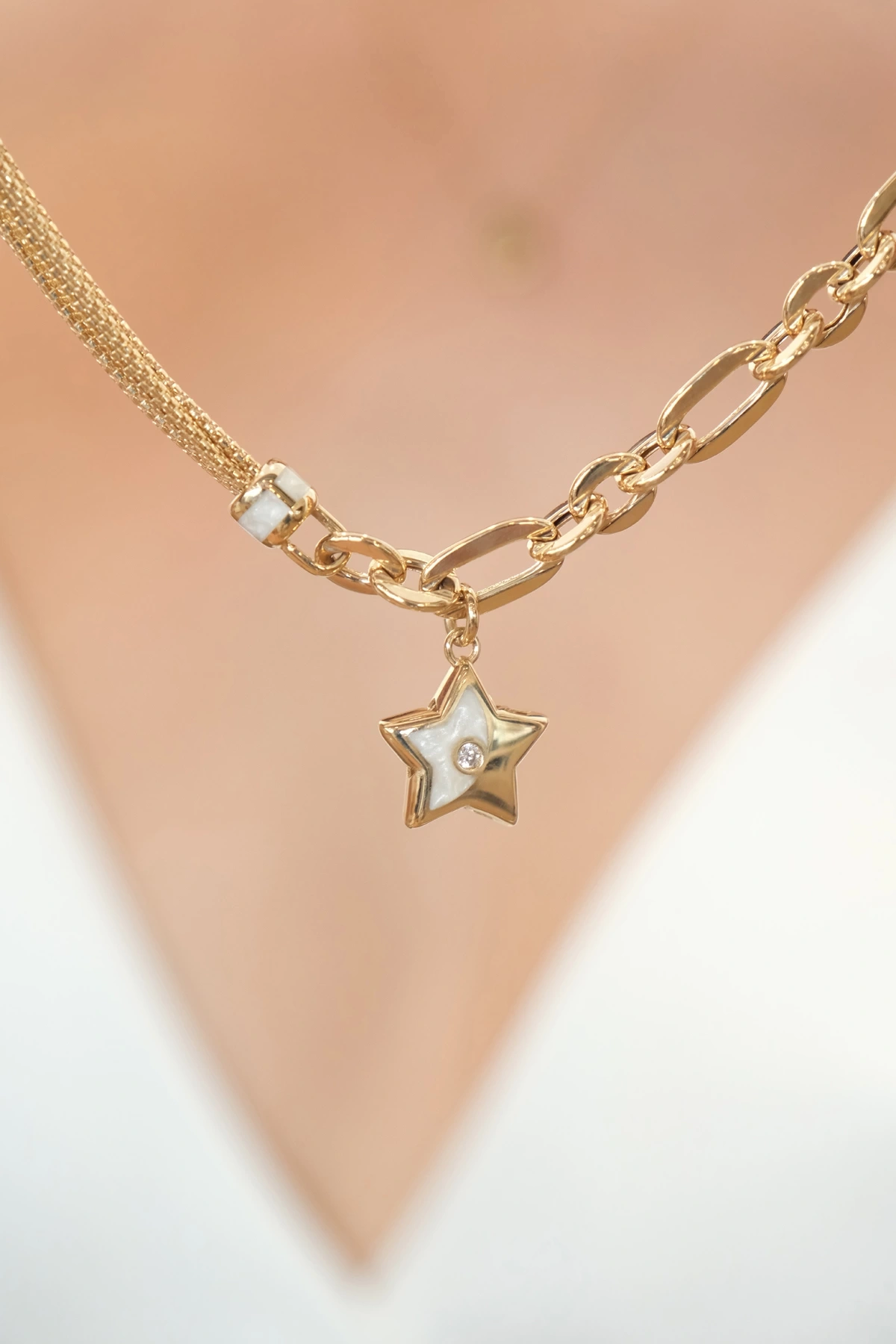 Asil 14 Ayar Sedefli Yıldız Altın Bileklik BLK5588