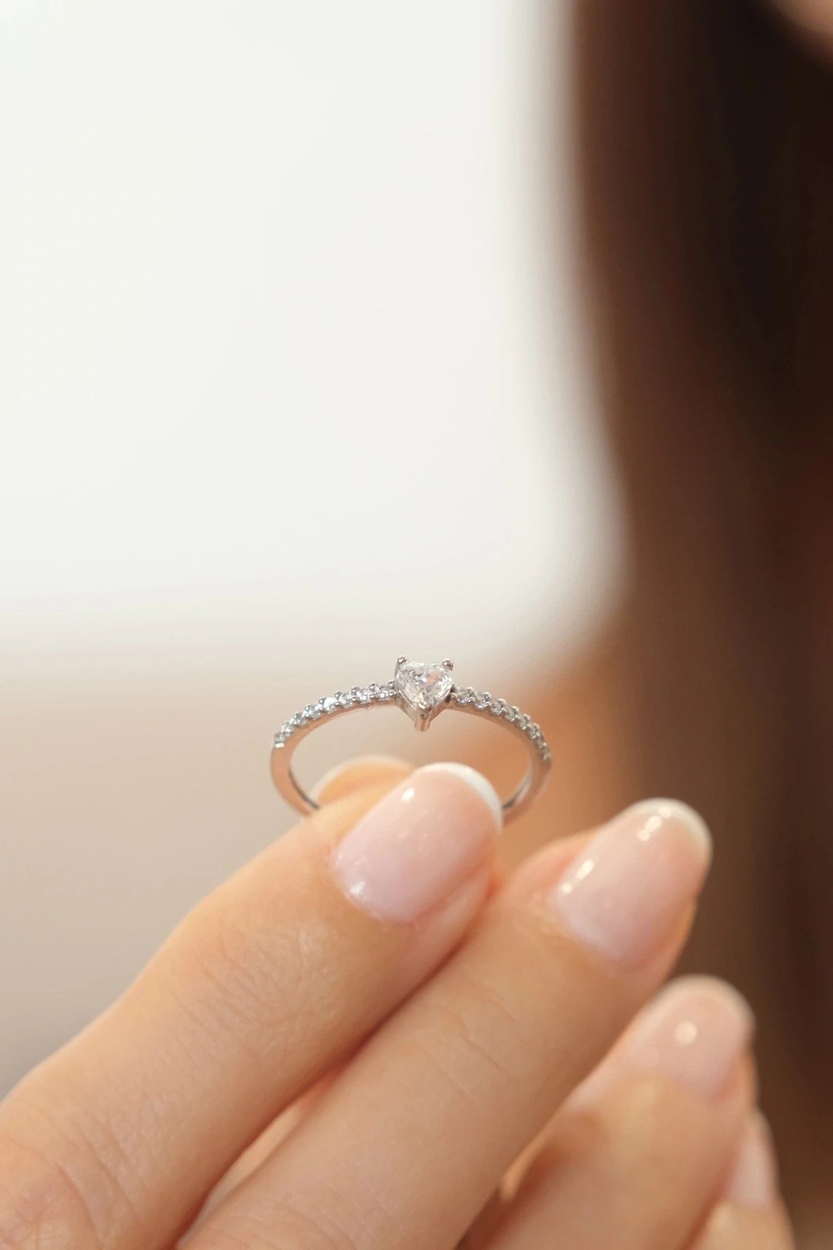 Asil 14 Ayar Kalp Model Tek Taş Altın Yüzük YZK769