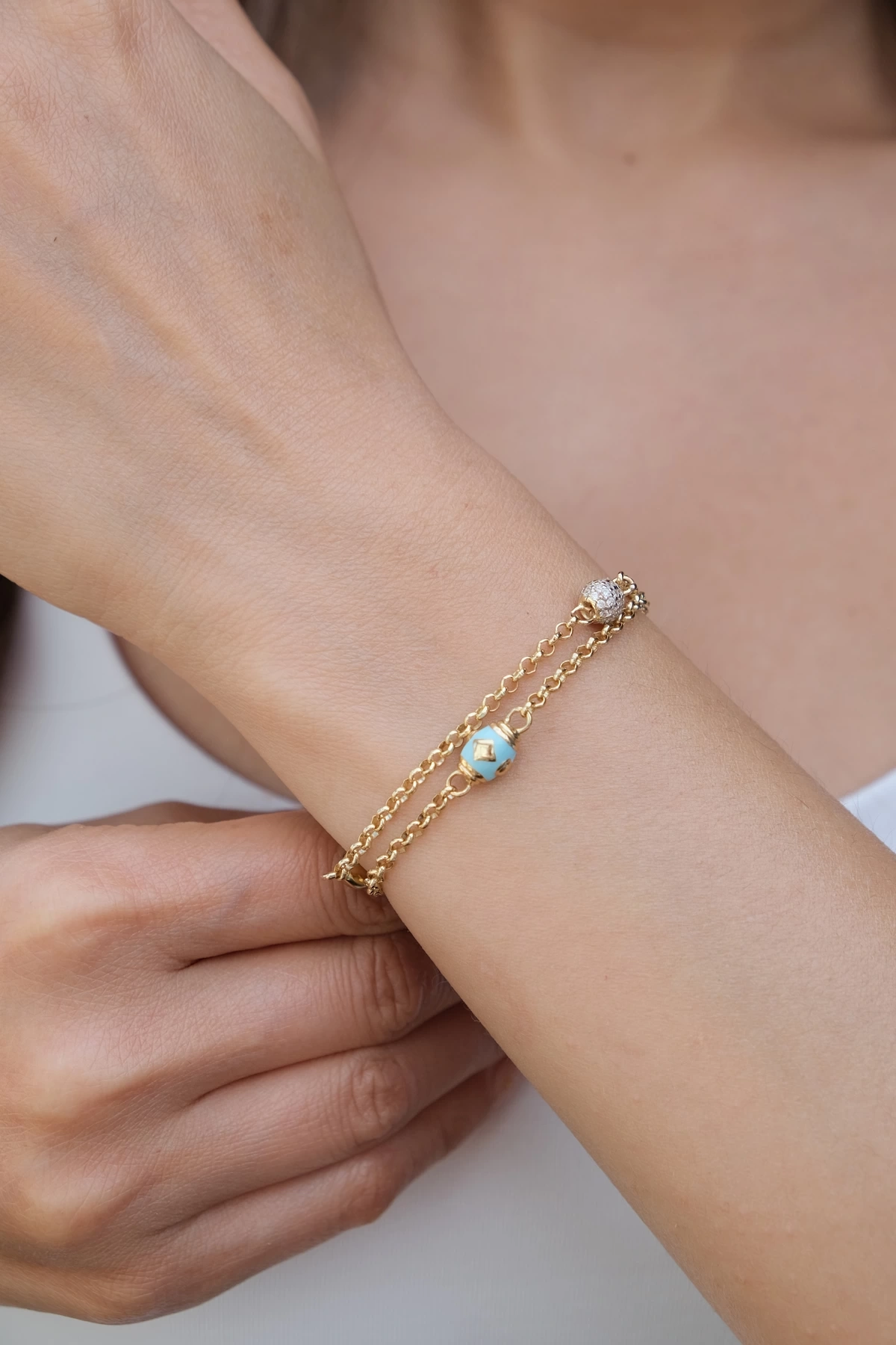 Asil 14 Ayar Taşlı Mineli Altın Bileklik BLK3011