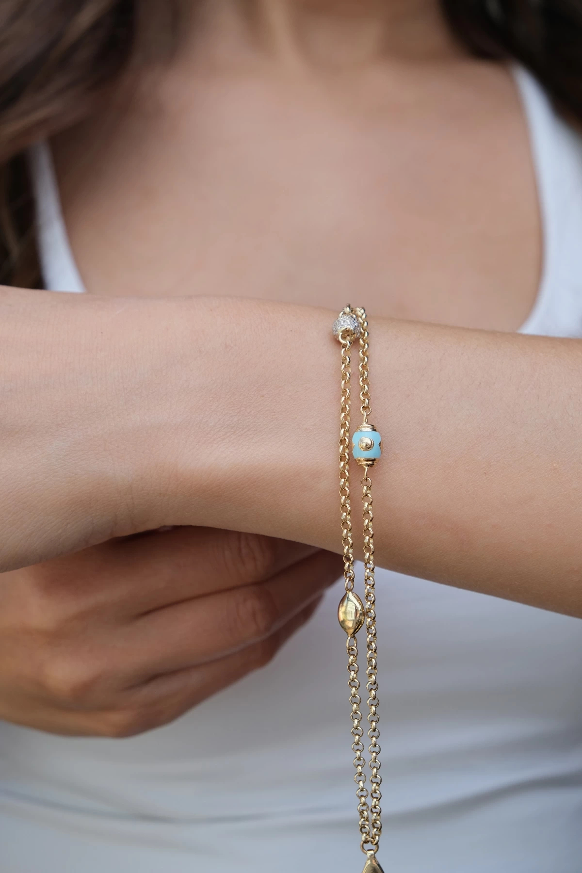 Asil 14 Ayar Taşlı Mineli Altın Bileklik BLK3011