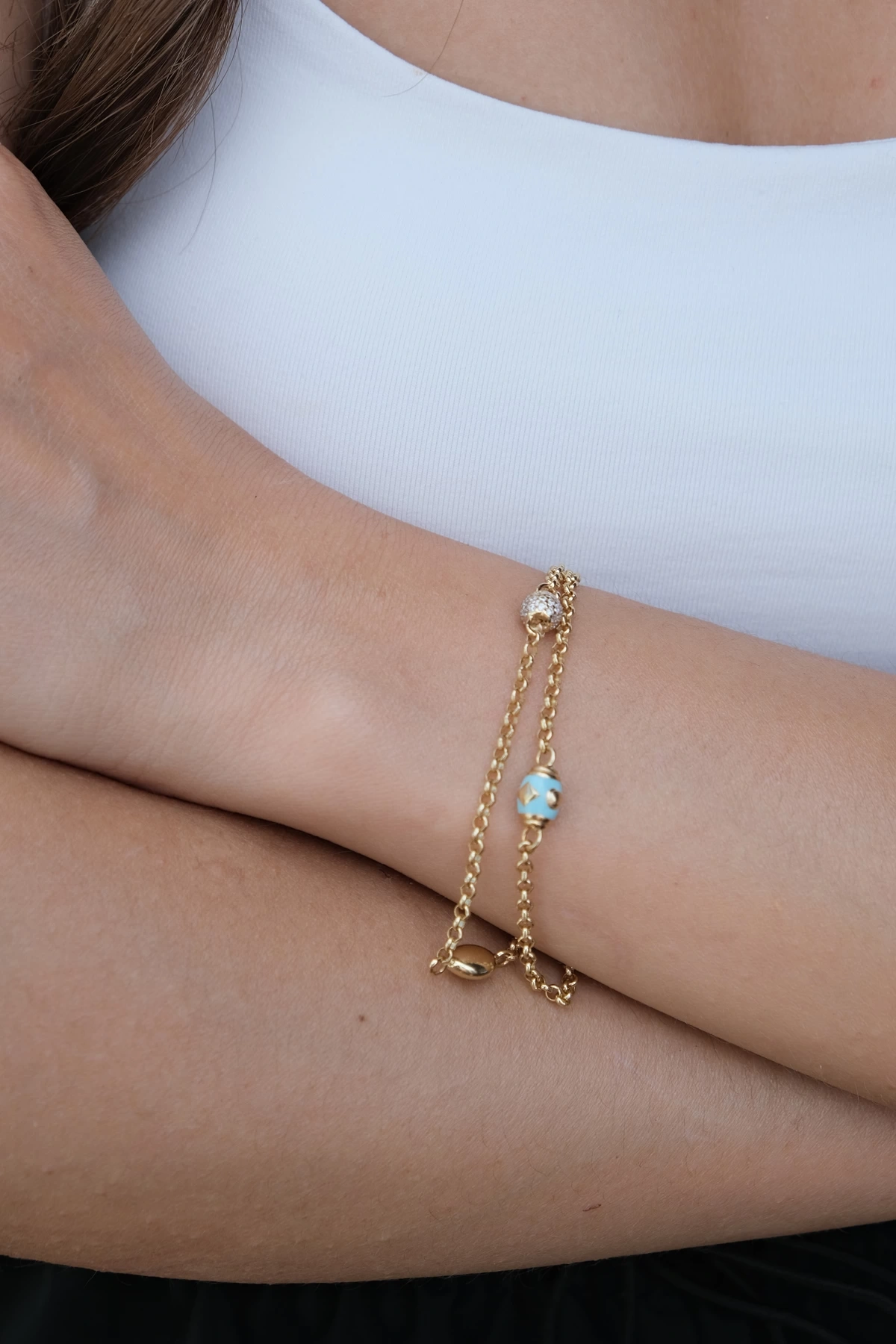 Asil 14 Ayar Taşlı Mineli Altın Bileklik BLK3011