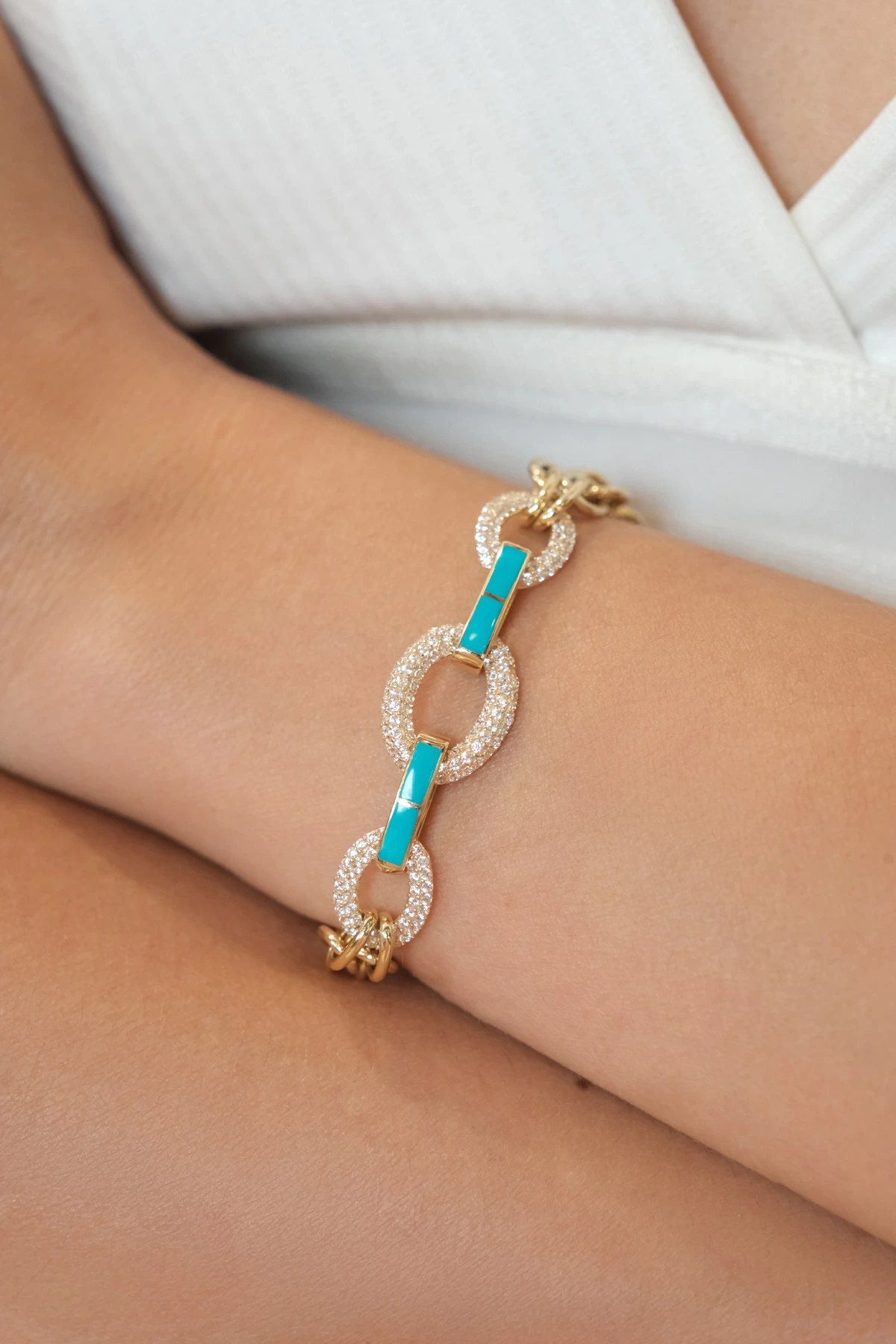 Asil 14 Ayar Taşlı Mineli Altın Bileklik BLK3878