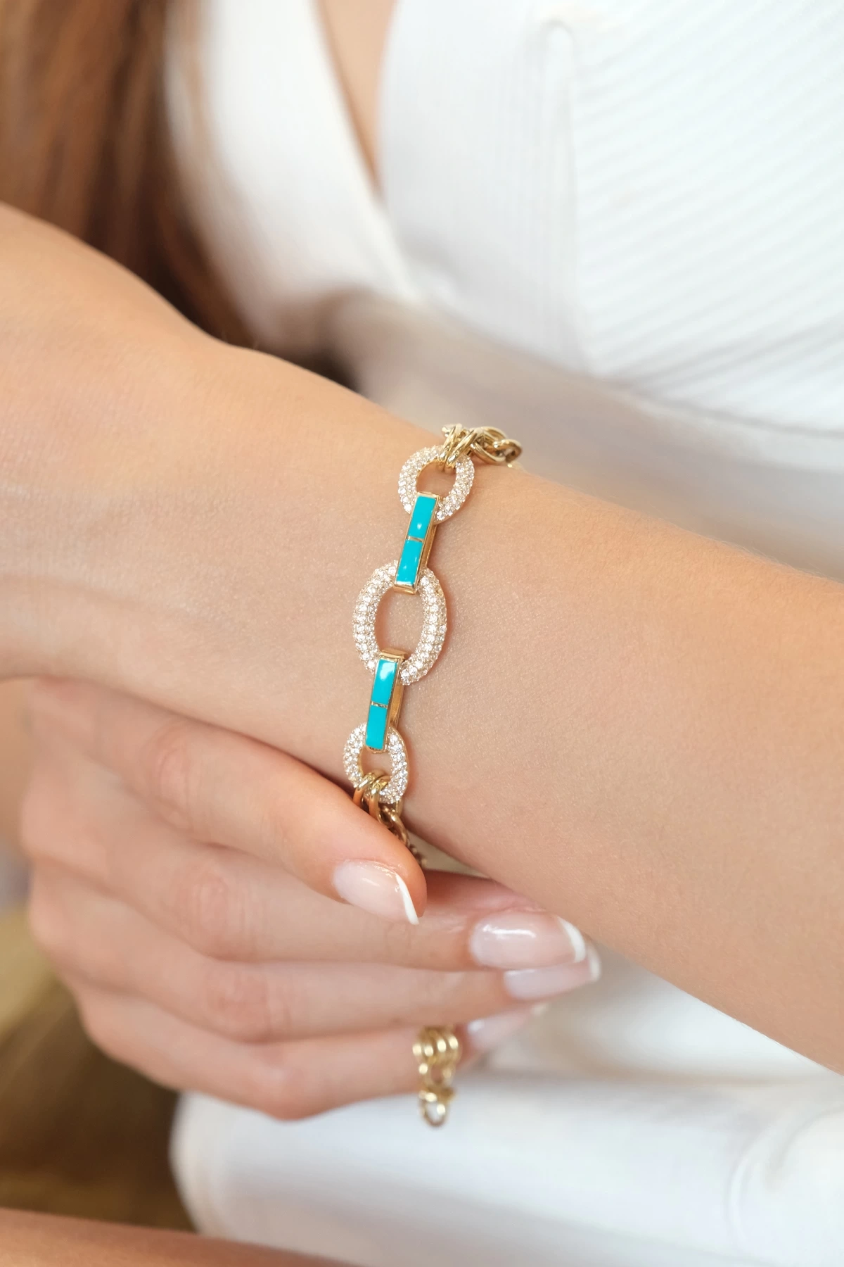 Asil 14 Ayar Taşlı Mineli Altın Bileklik BLK3878