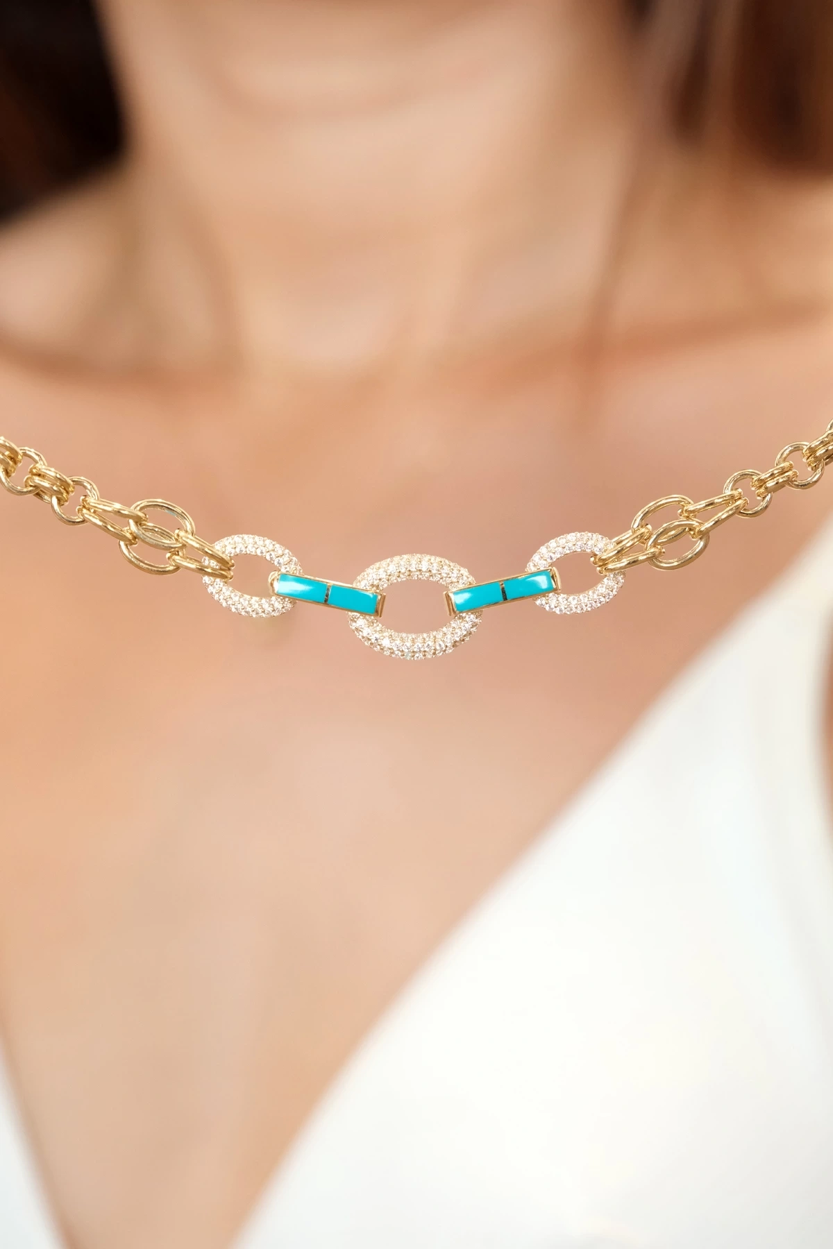 Asil 14 Ayar Taşlı Mineli Altın Bileklik BLK3878