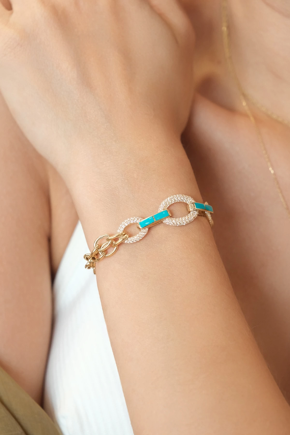 Asil 14 Ayar Taşlı Mineli Altın Bileklik BLK3878