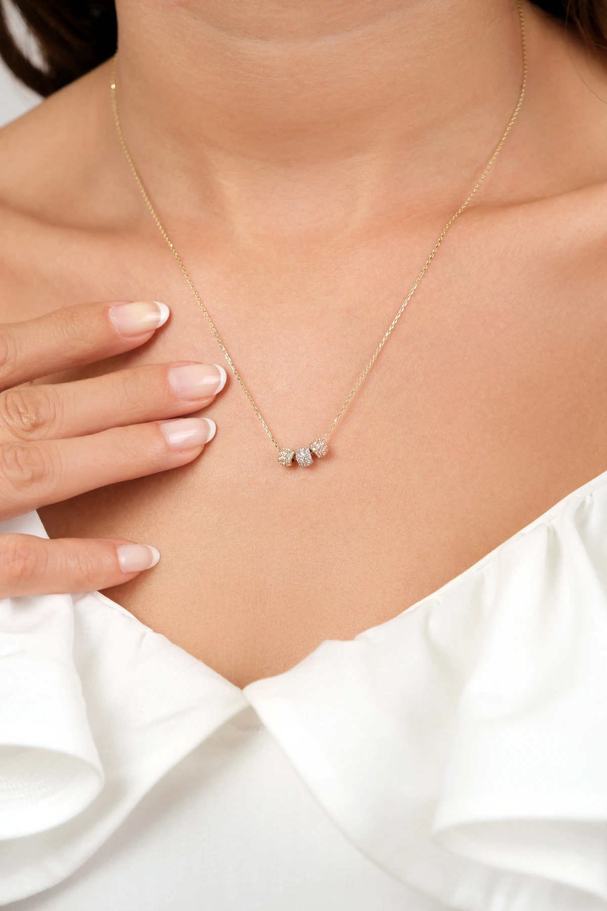 Asil 14 Ayar Taşlı Mini Toplu Altın Kolye KLY3968