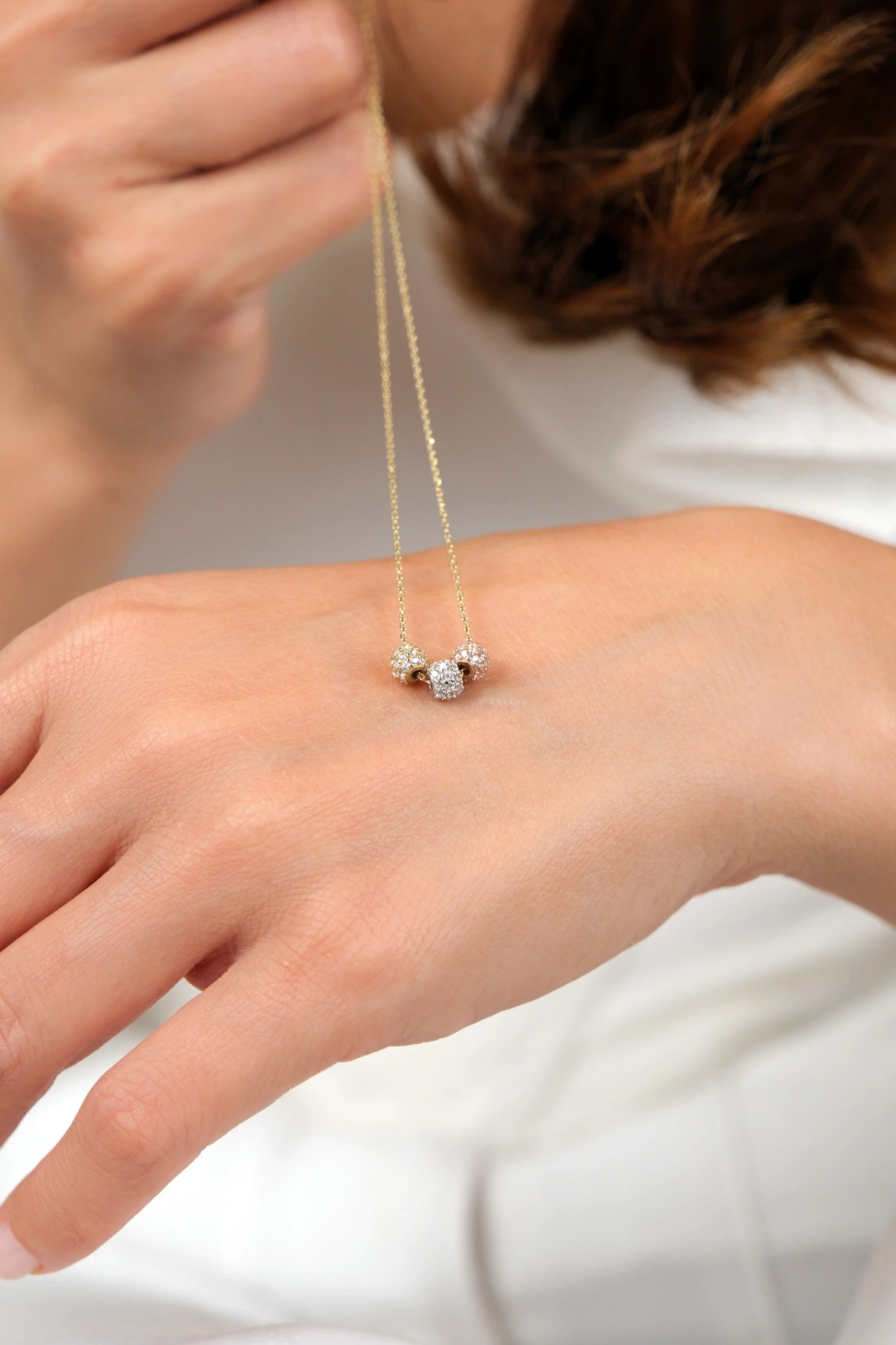 Asil 14 Ayar Taşlı Mini Toplu Altın Kolye KLY3968