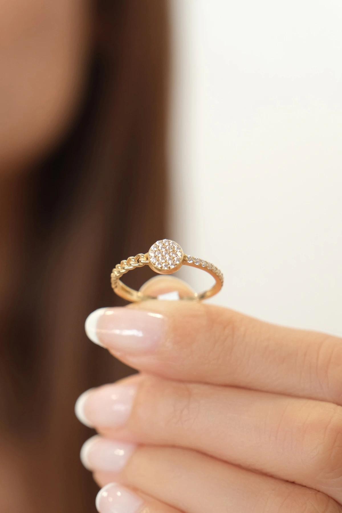 Asil 14 Ayar Taşlı Model Altın Yüzük YZK3444