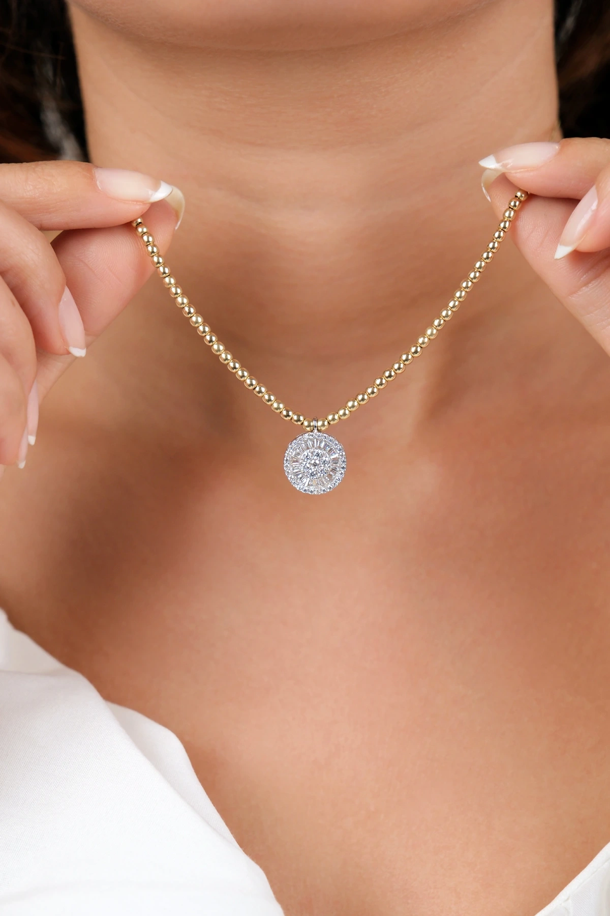 Asil 14 Ayar Taşlı Toplu Altın Kolye KLY3733