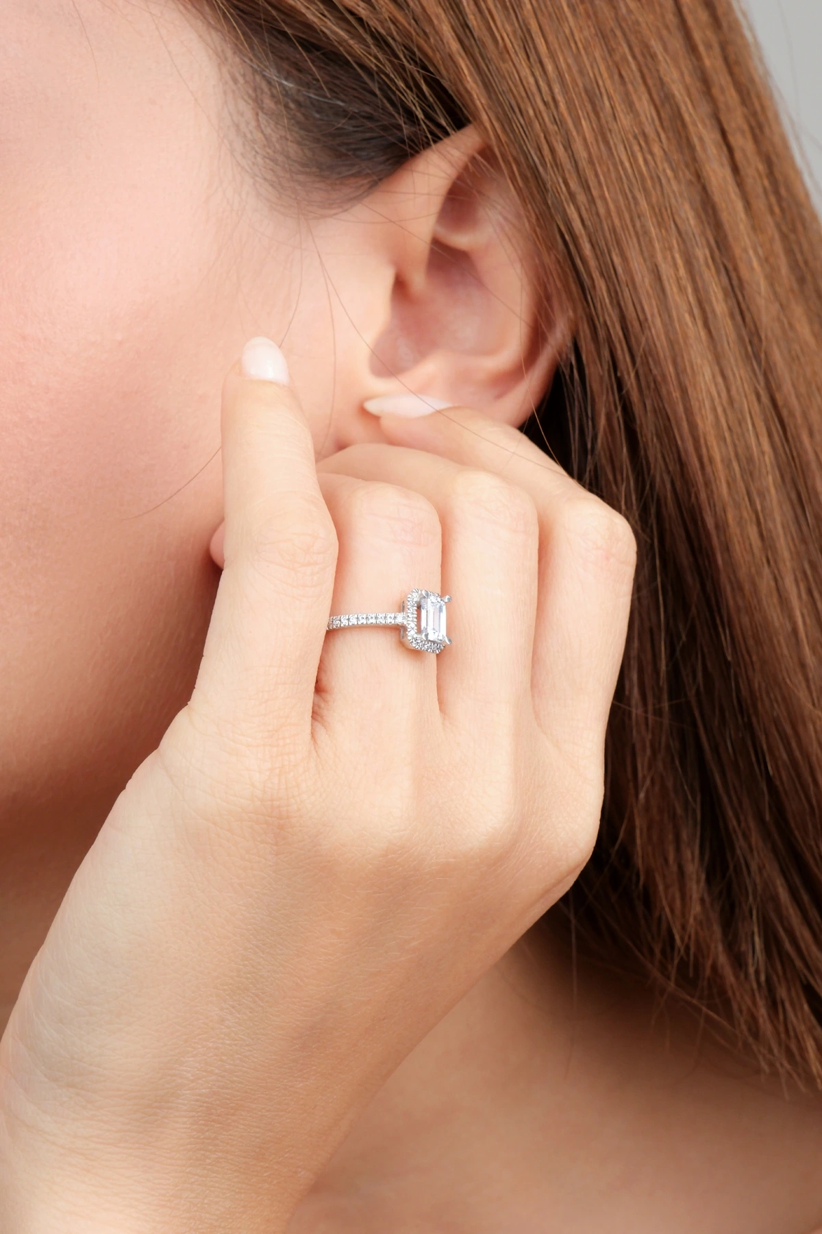 Asil 14 Ayar Tek Taş Emerald Kesim Altın Yüzük YZK3528