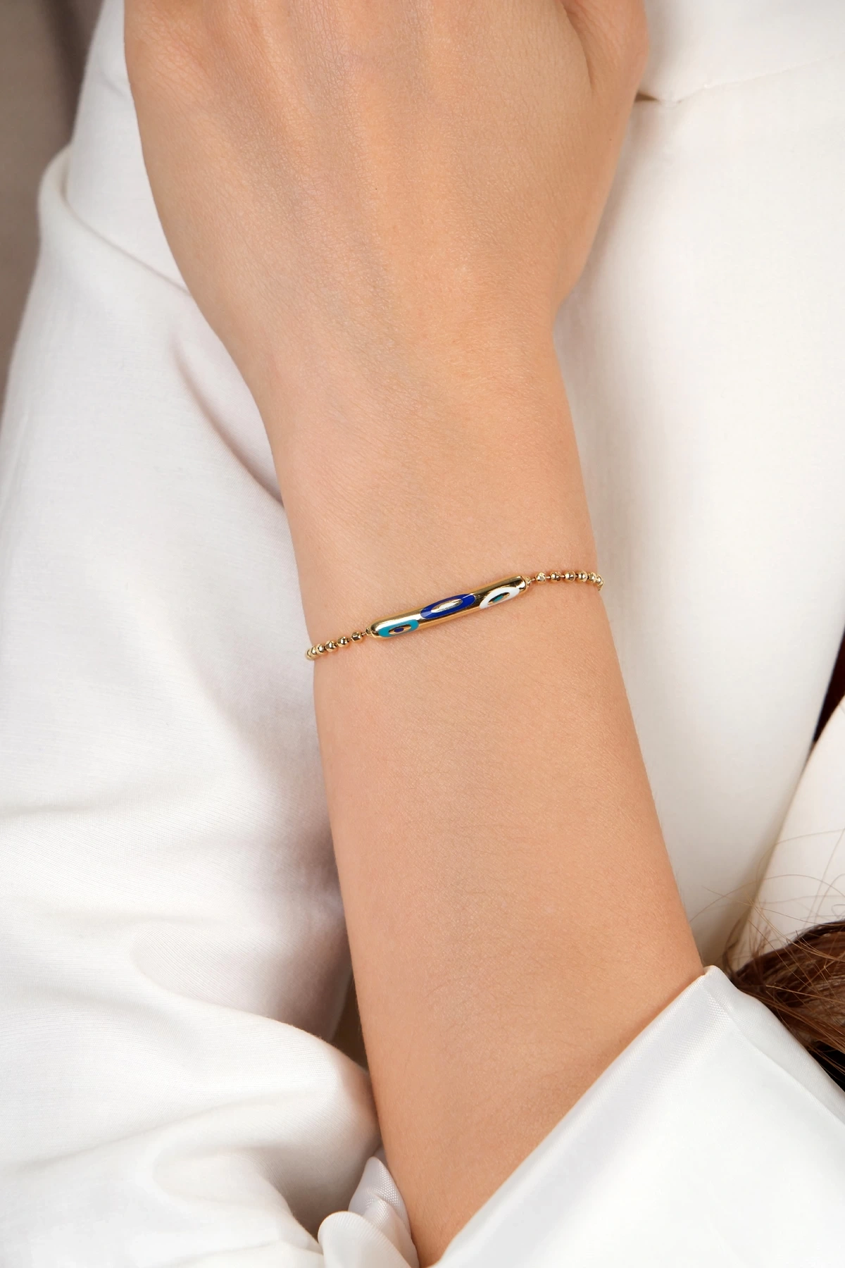 Asil 14 Ayar Tırnak Makası Modeli Nazarlı Altın Bileklik BLK4328