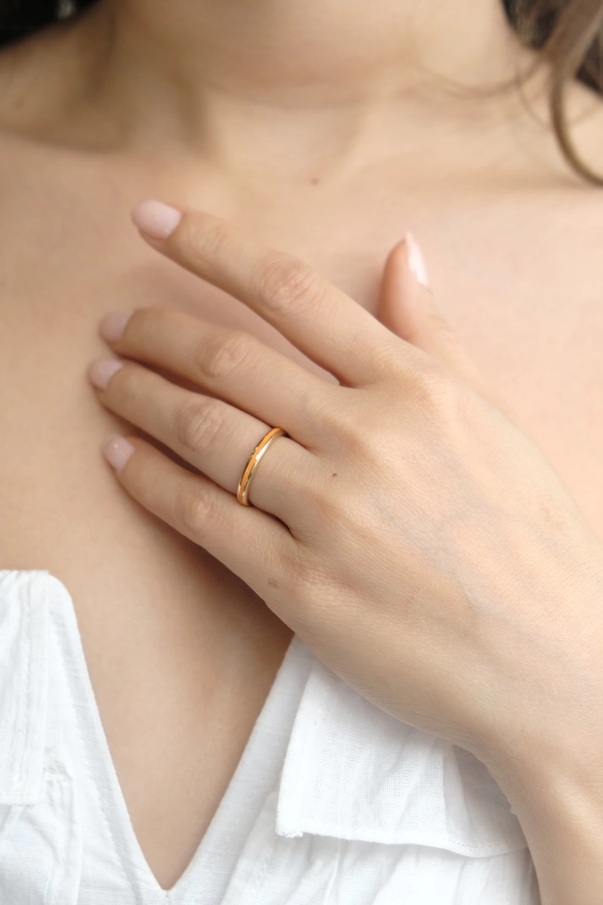 Asil 14 Ayar Turuncu Mineli Altın Yüzük YZK2366