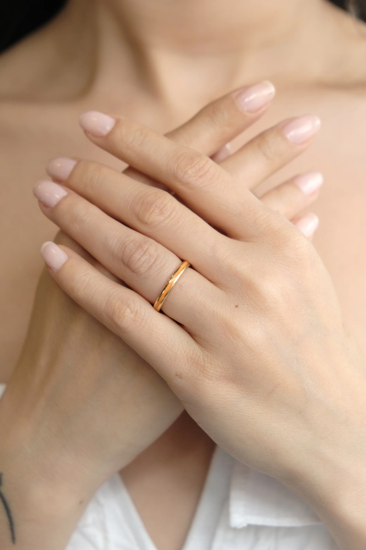 Asil 14 Ayar Turuncu Mineli Altın Yüzük YZK2366