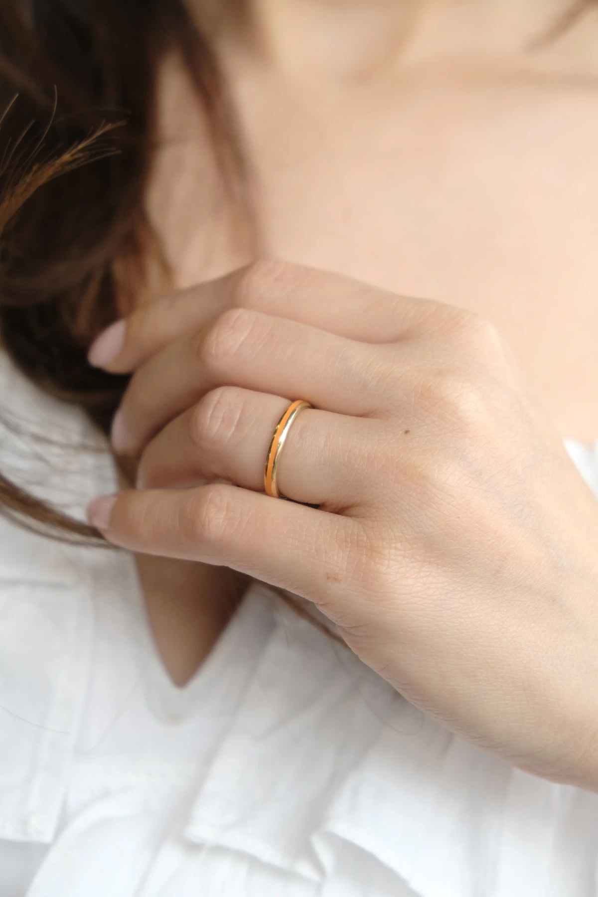 Asil 14 Ayar Turuncu Mineli Altın Yüzük YZK2366