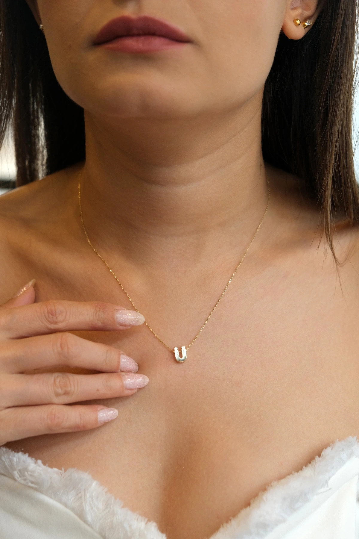 Asil 14 Ayar Ü Harf Altın Kolye KLY3152