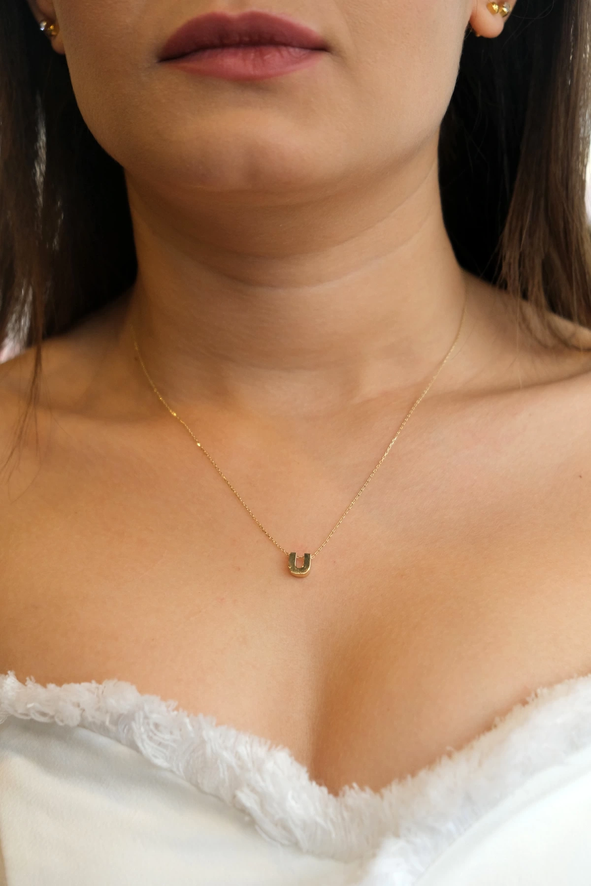 Asil 14 Ayar U Harf Altın Kolye KLY3154