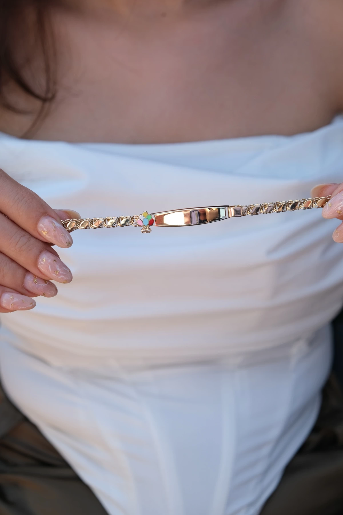 Asil 14 Ayar Uçan Balon Çocuk Altın Künye Bileklik BLK5548