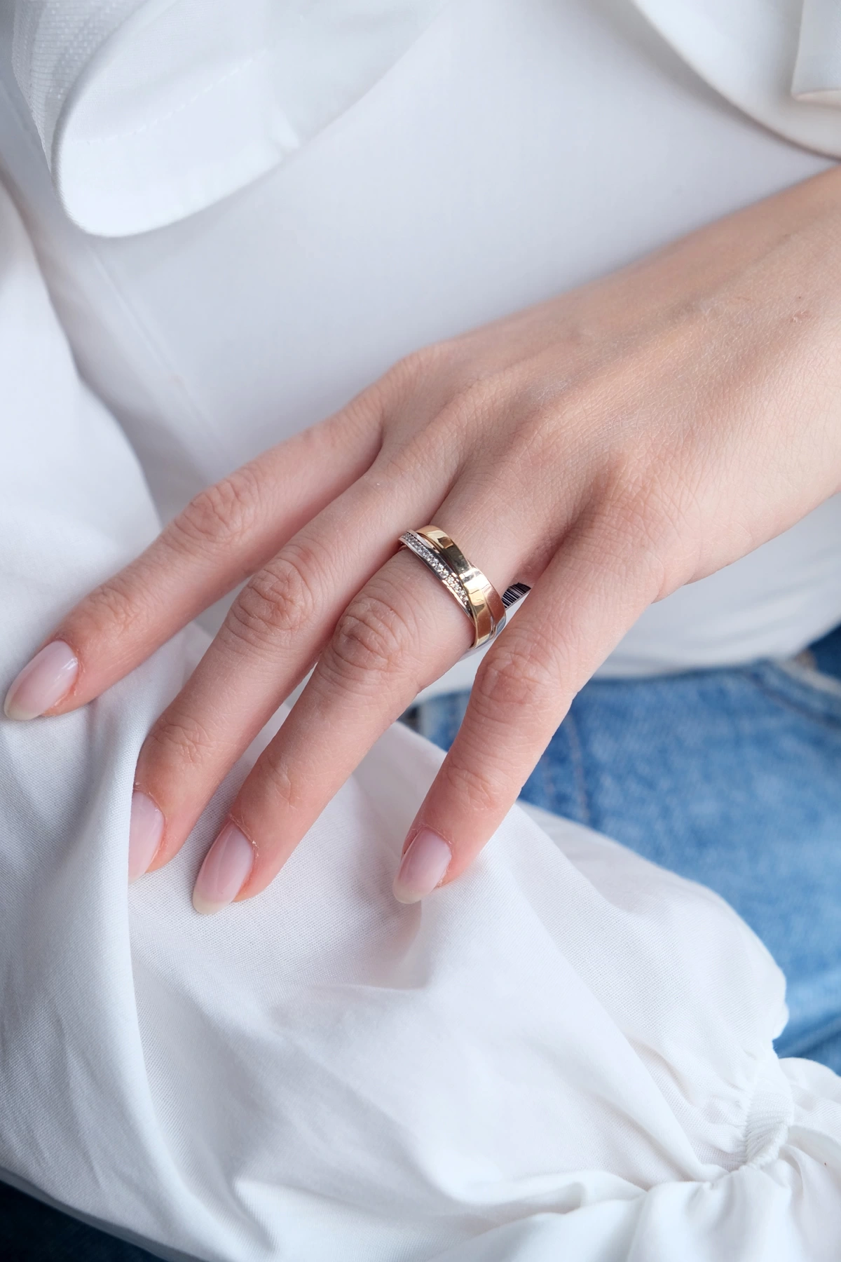 Asil 14 Ayar Üçlü Hareketli Altın Yüzük YZK3446