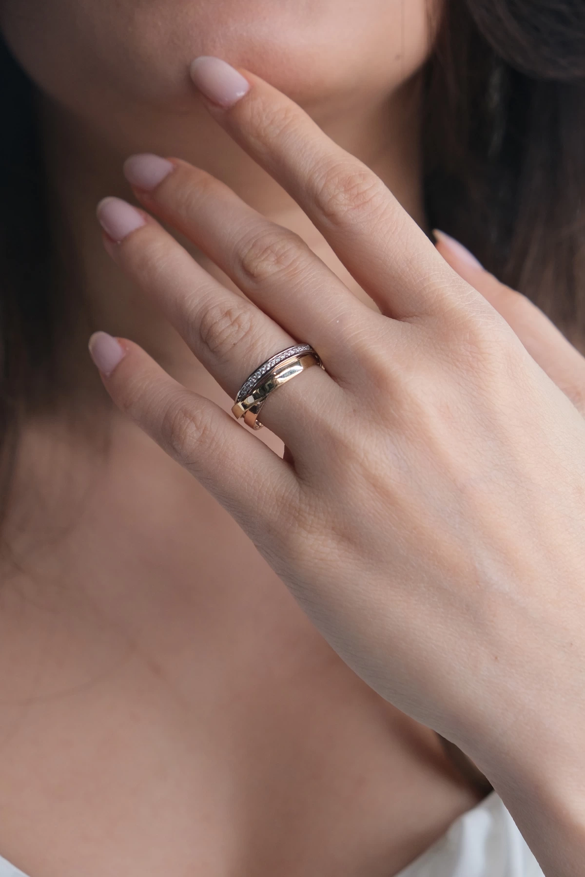 Asil 14 Ayar Üçlü Hareketli Altın Yüzük YZK3446