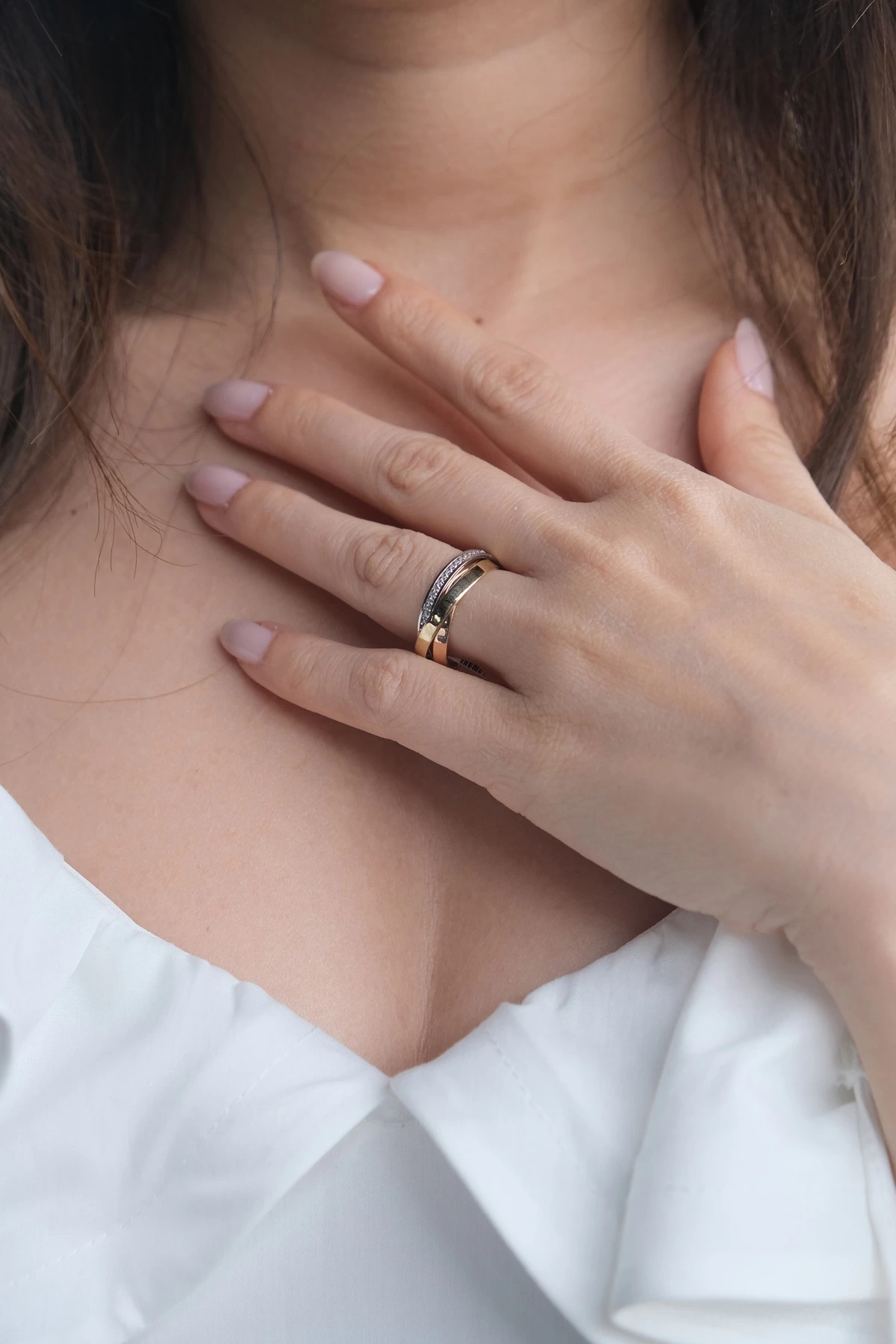 Asil 14 Ayar Üçlü Hareketli Altın Yüzük YZK3446